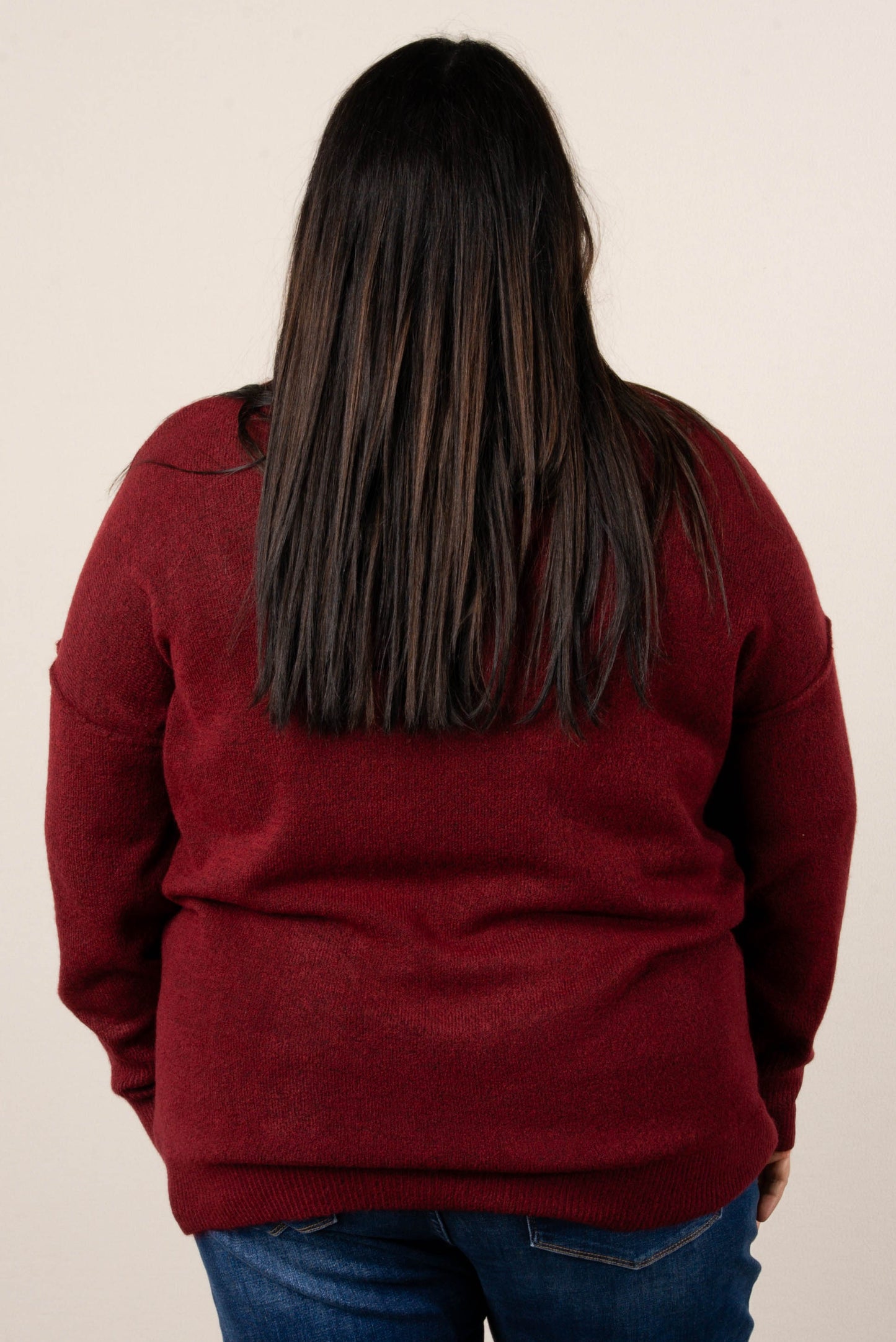 Mari Marled Knit Front Seam Sweater
