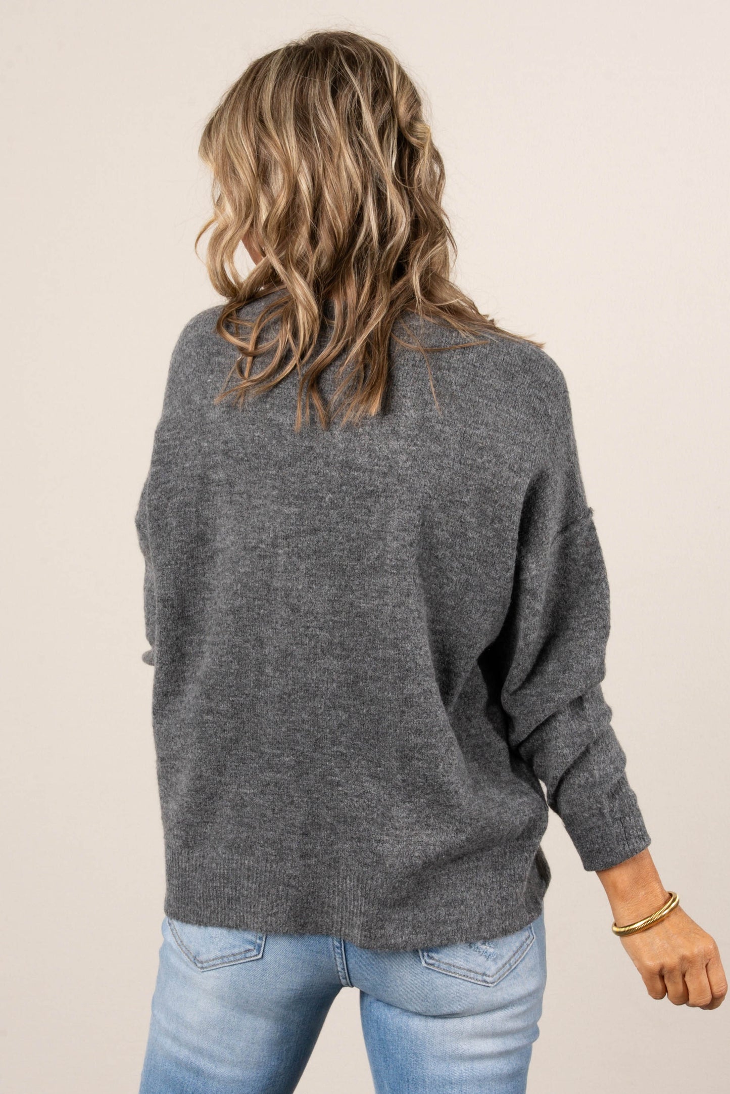 Mari Marled Knit Front Seam Sweater