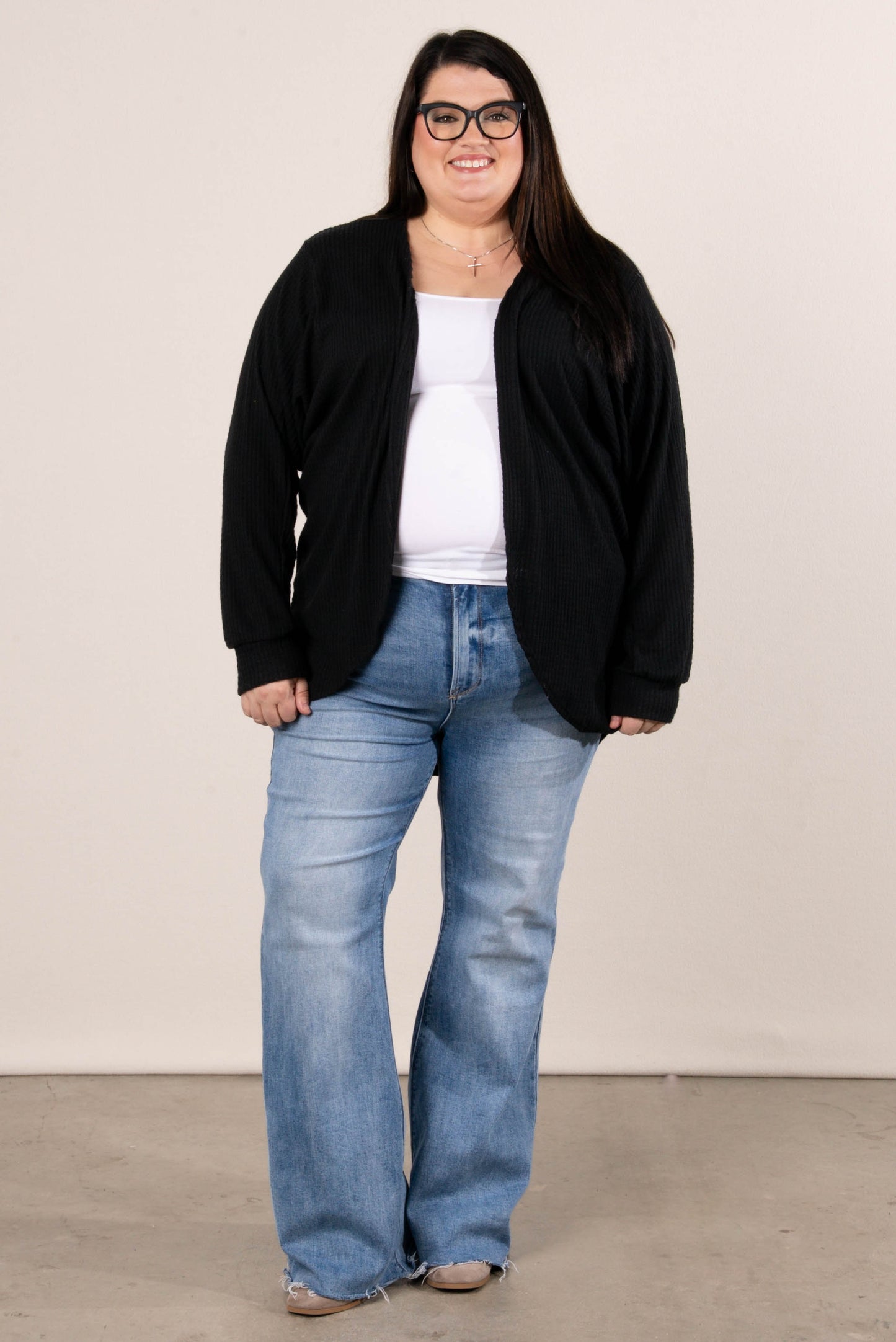 Darcy Waffle Knit Open Front Cardigan