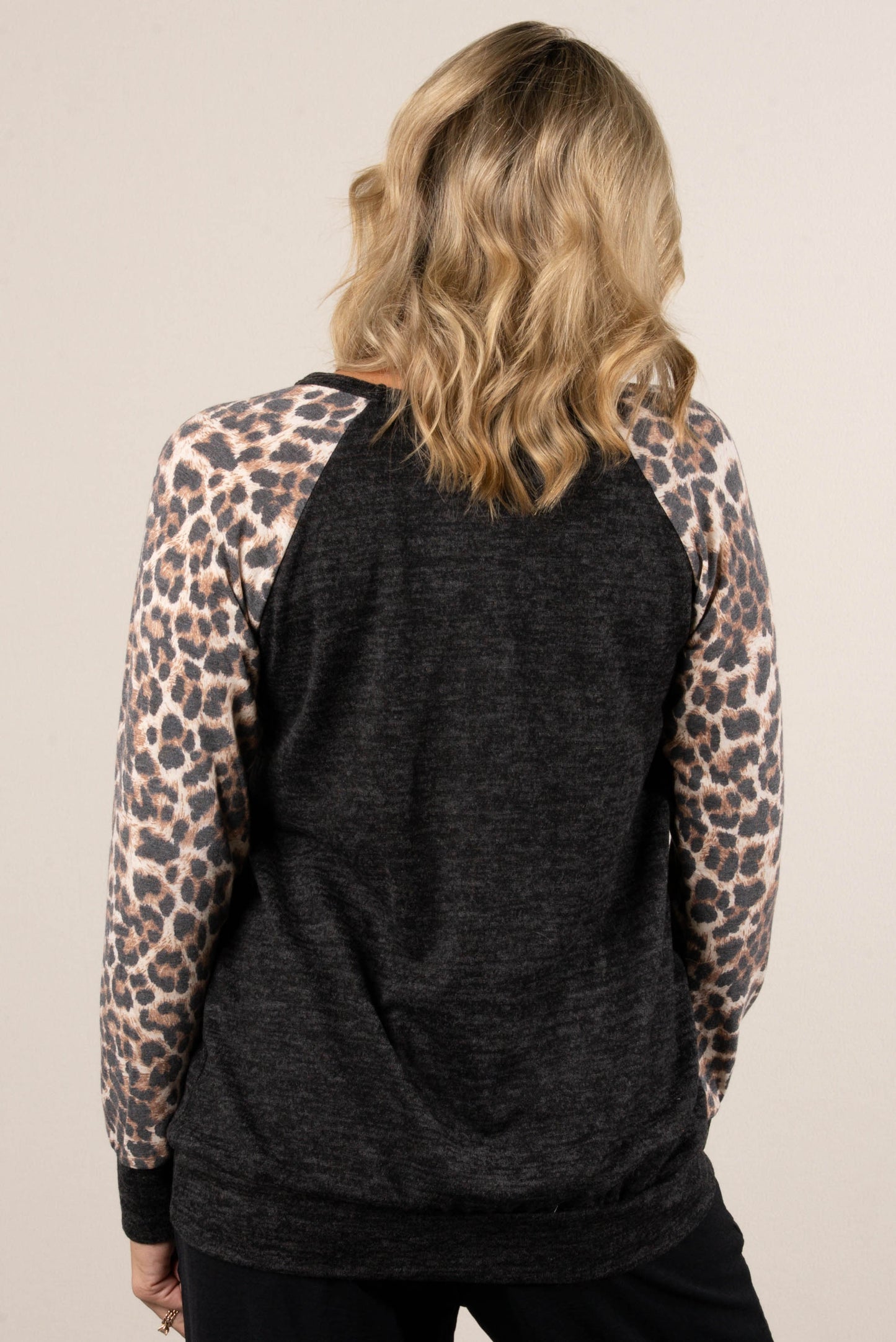 Sadie Leopard Color Block Raglan Top