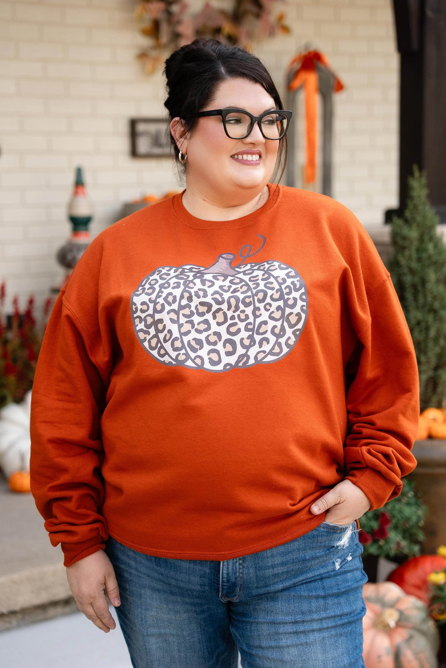 Leopard Pumpkin Graphic Sweatshirt