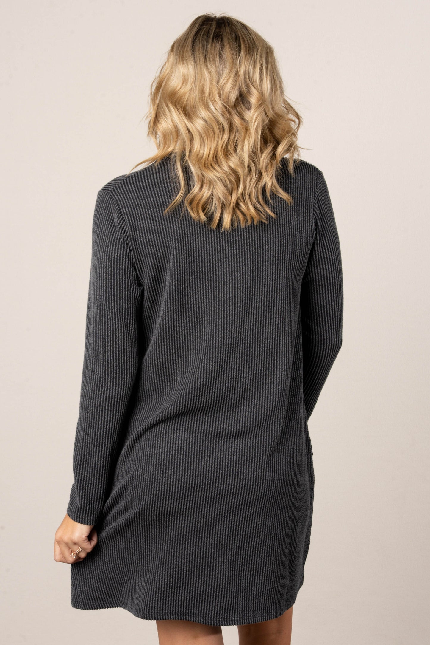 Claudia Ribbed Split Neck Dress
