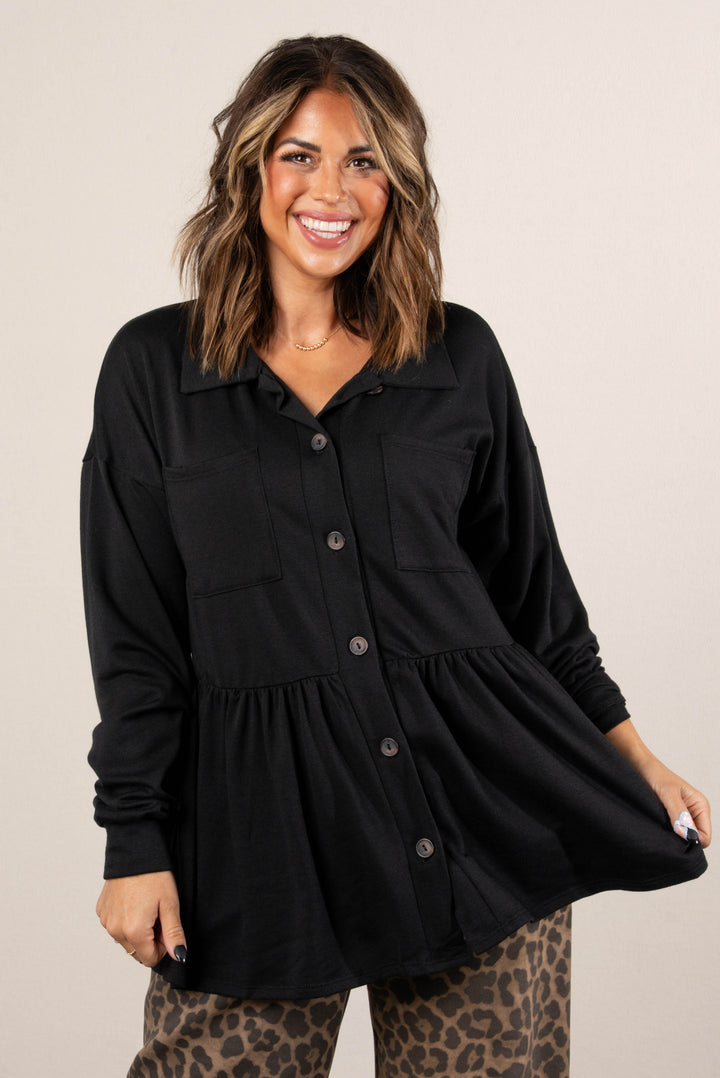 Margaux Jersey Knit Peplum Shacket