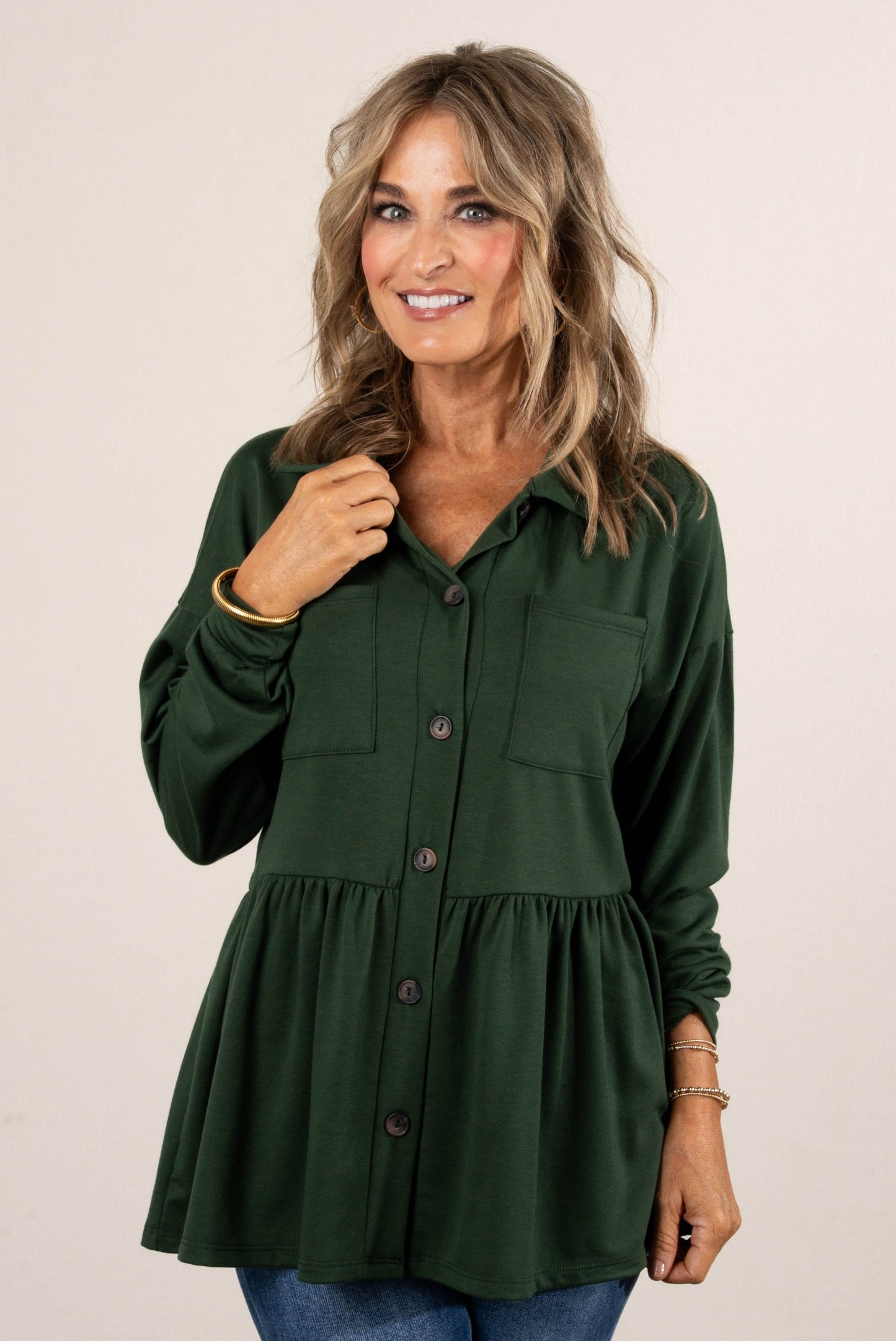 Margaux Jersey Knit Peplum Shacket