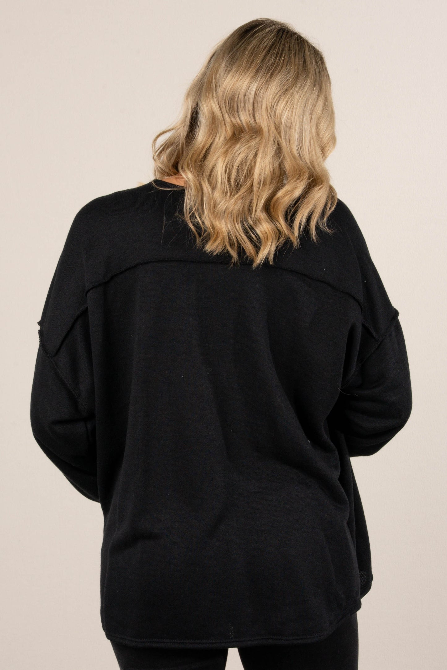Norah Exposed Seam Open Front Cardigan