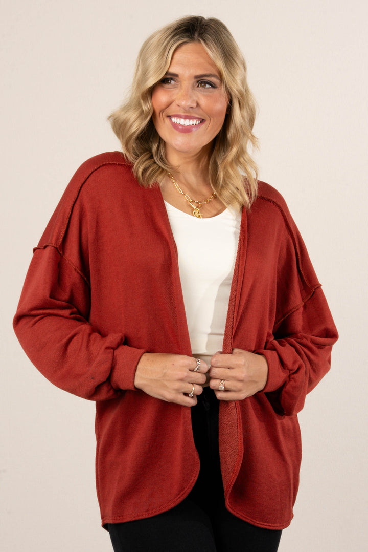 Norah Exposed Seam Open Front Cardigan