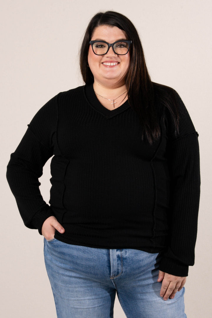 Dixie Ribbed Exposed Seam Top