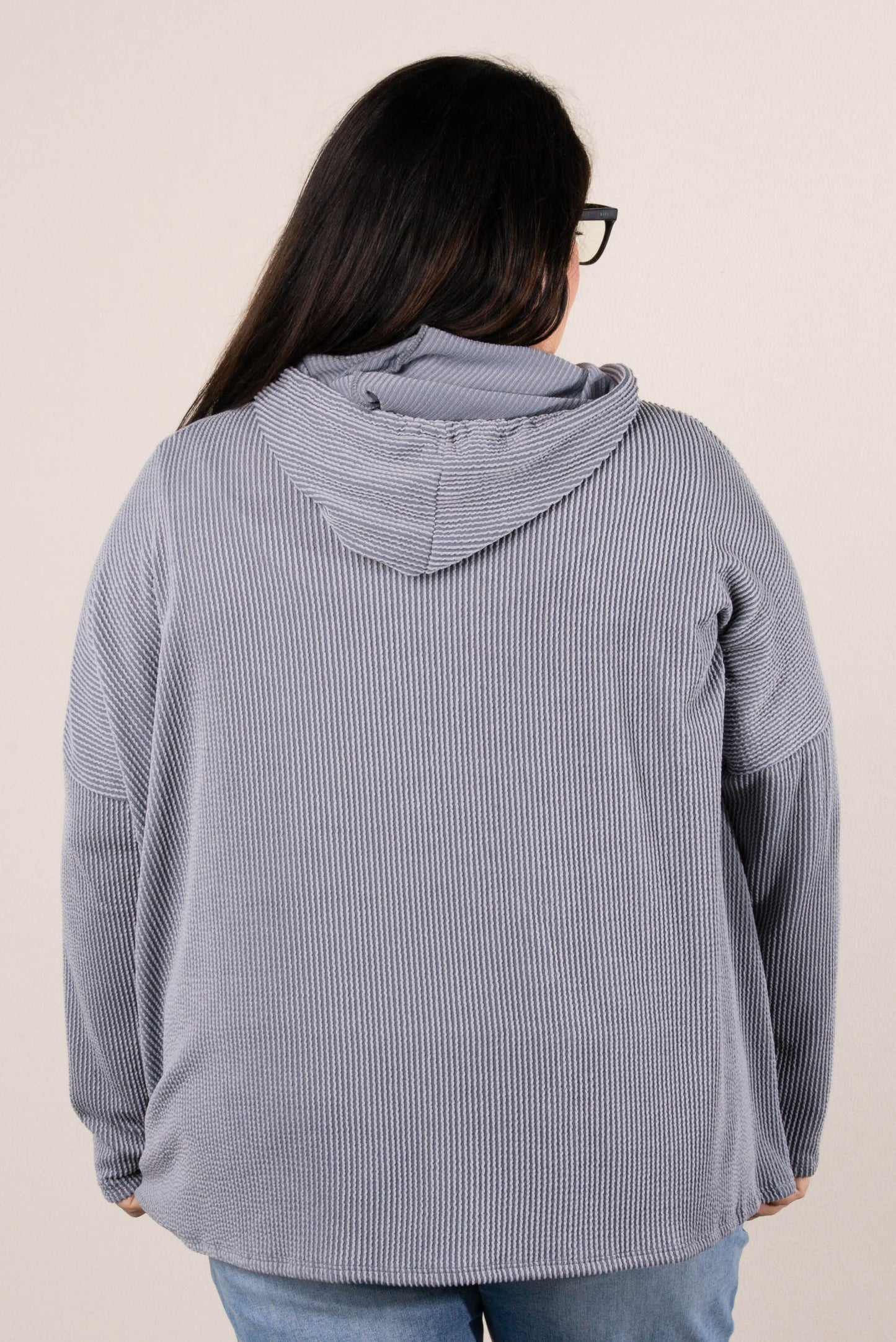 Whitney Ribbed Dolman Hooded Top