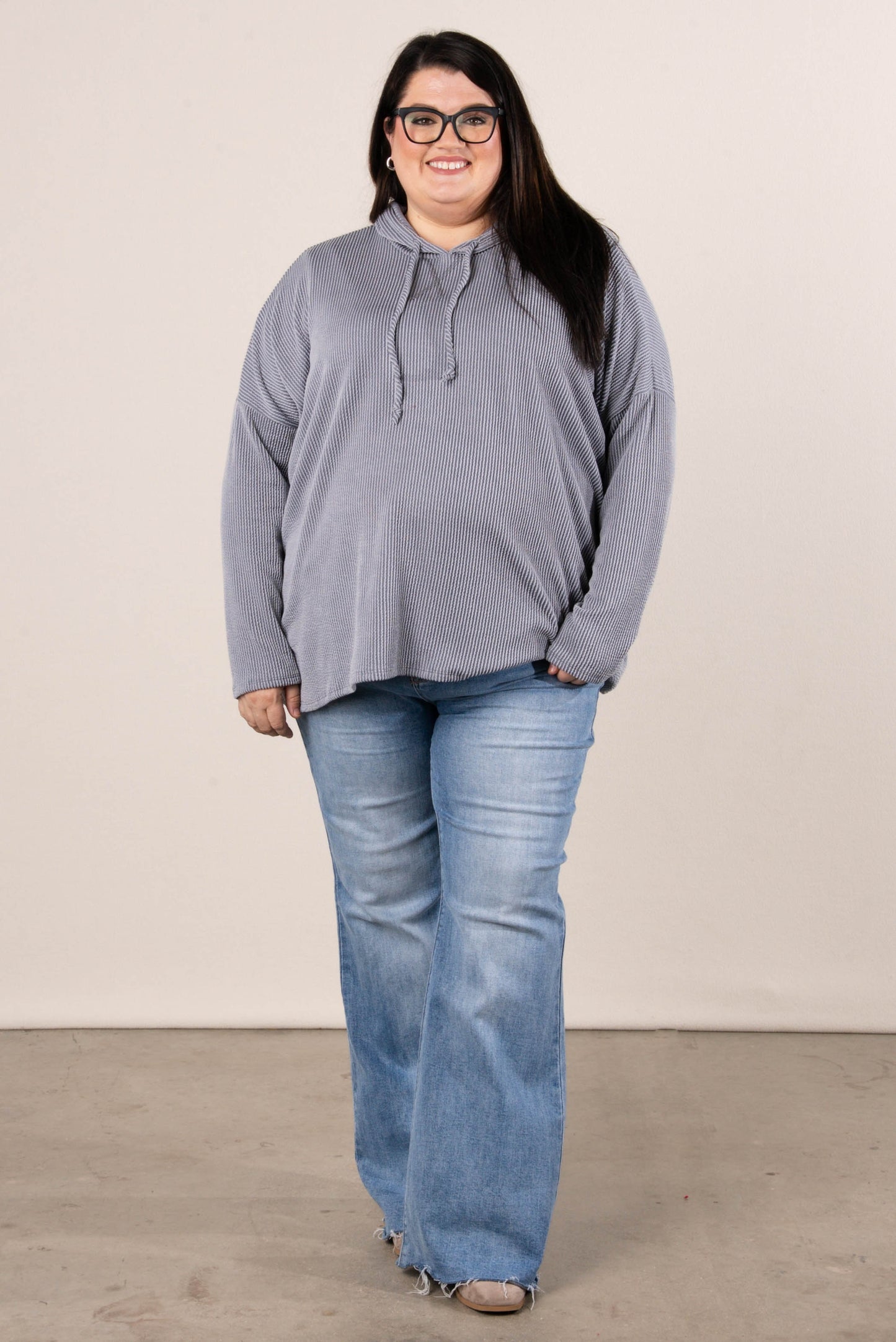 Whitney Ribbed Dolman Hooded Top