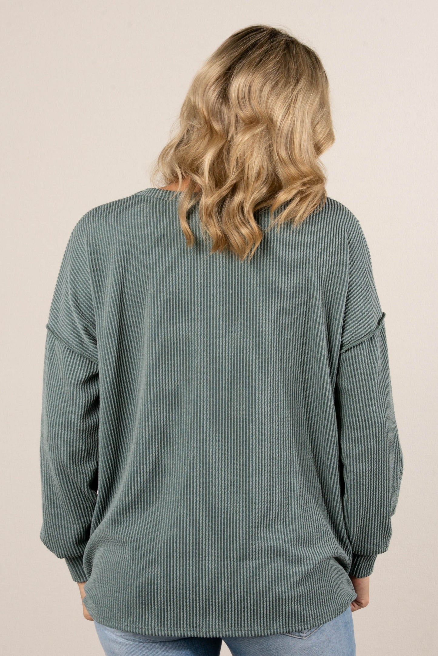 Flynn Ribbed Exposed Seam Detail Top