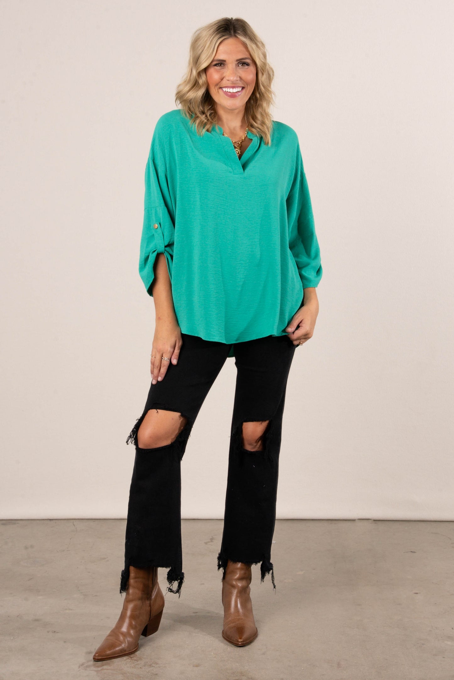 Lillian Tab Sleeve Hi-Lo Tunic