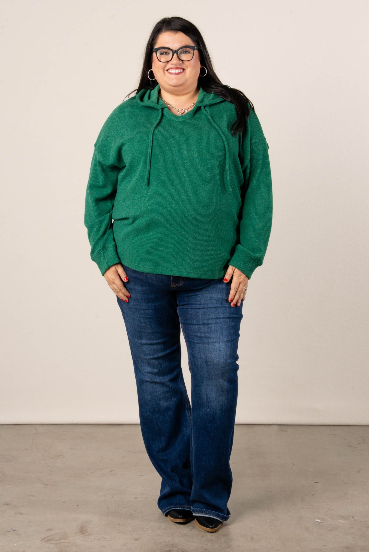 Ragina Brushed Drawstring Hooded Top
