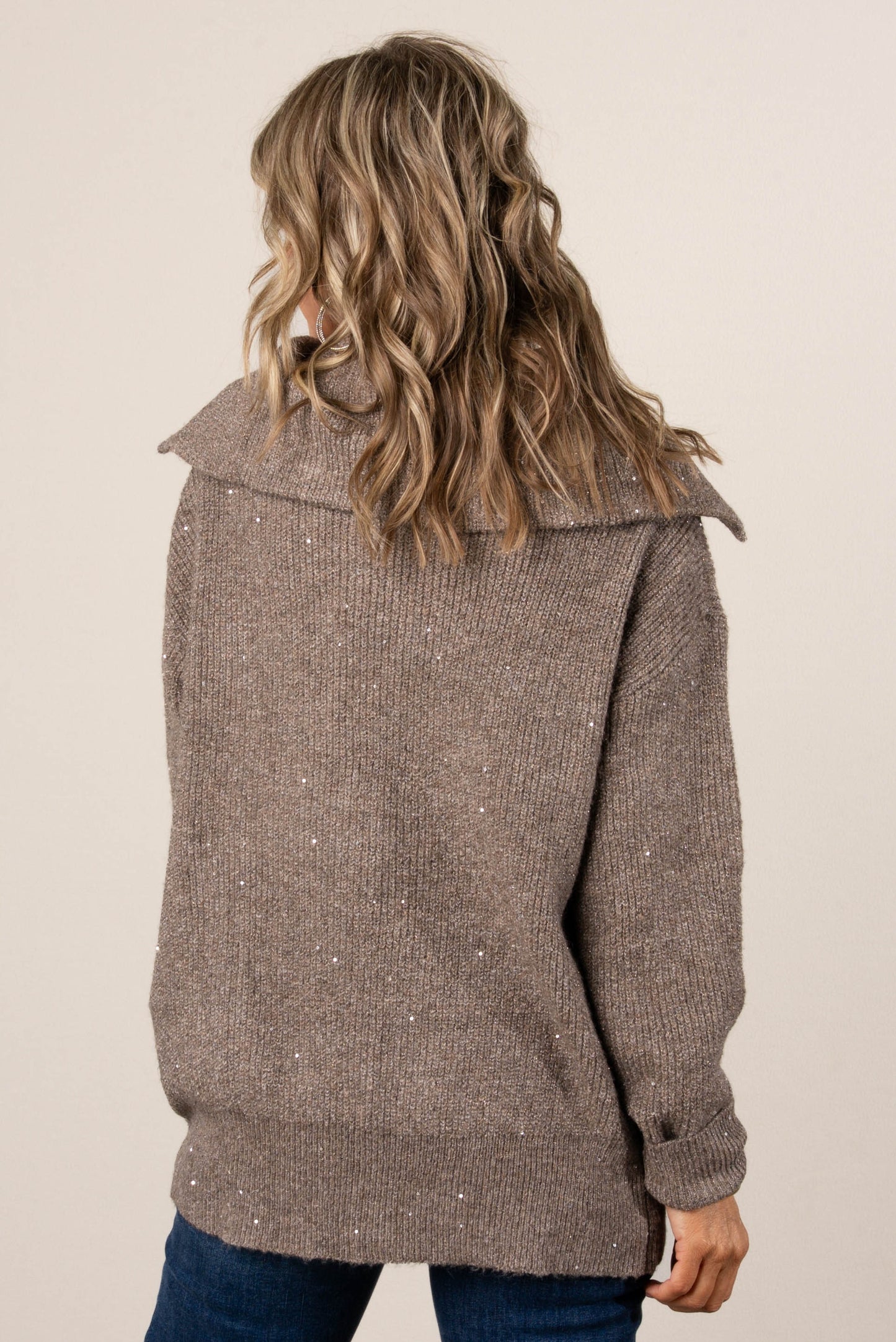 Starr Speckled Knit Zip Collar Sweater