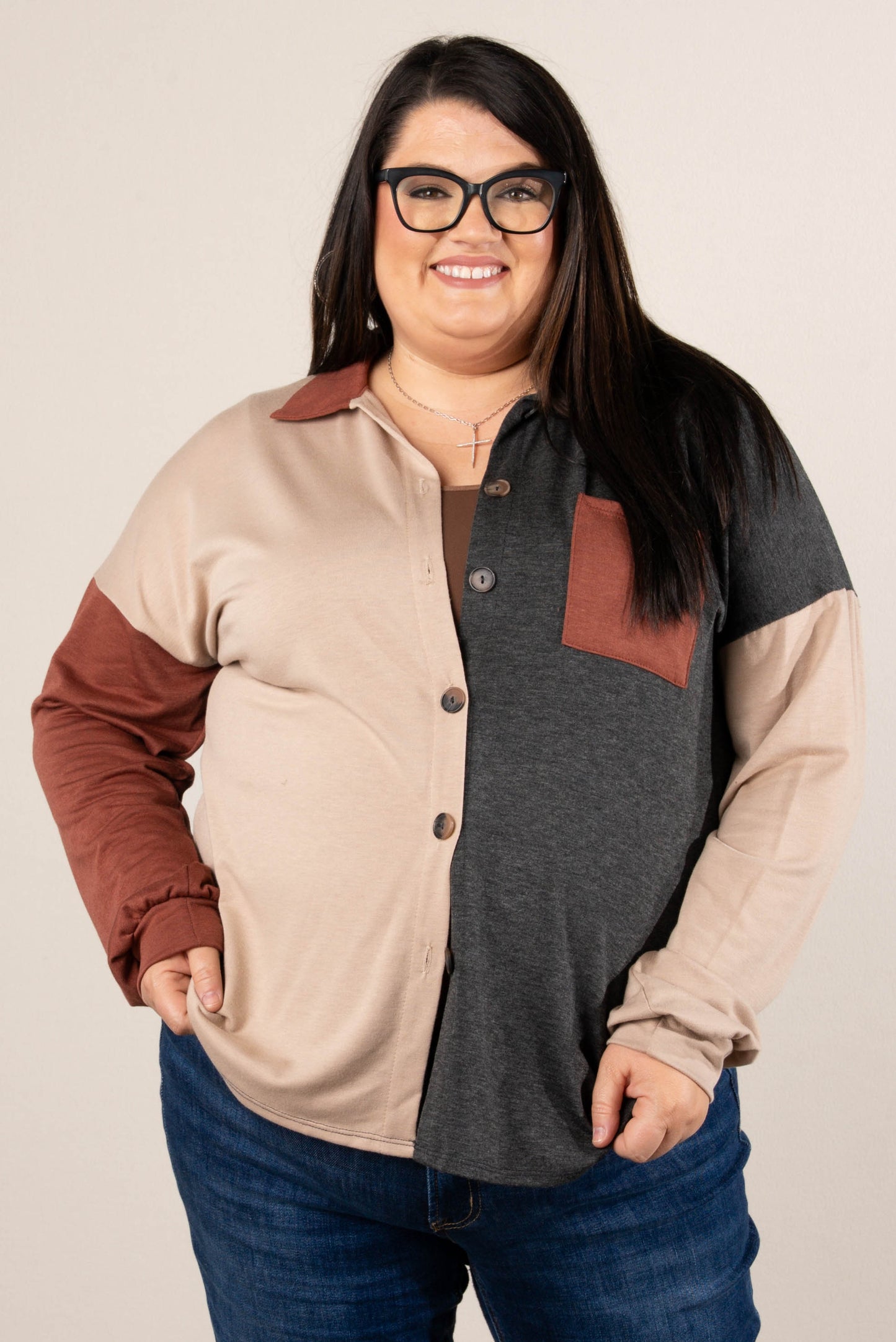 Pamela Color Block Shacket