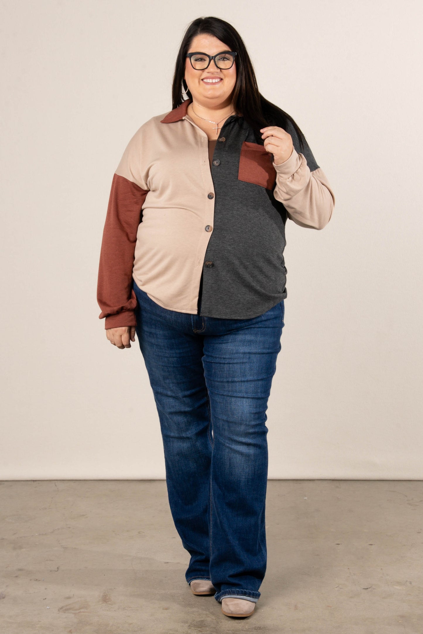 Pamela Color Block Shacket