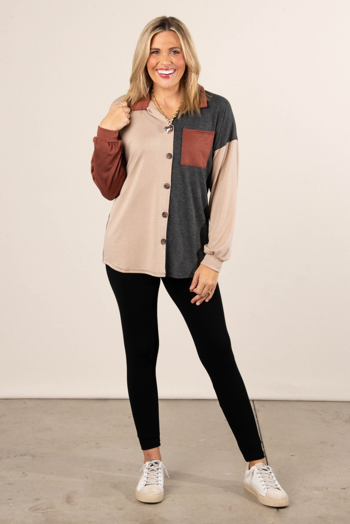 Pamela Color Block Shacket
