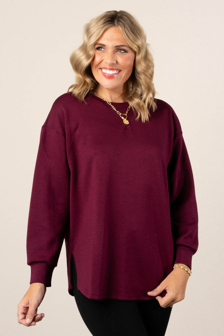 Theresa V-Stitch Split Hem Top