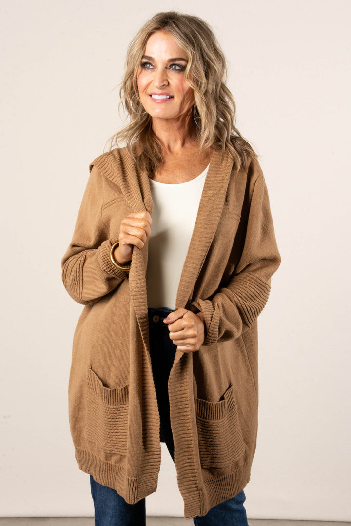 Chanel Open Front Hooded Sweater Cardigan