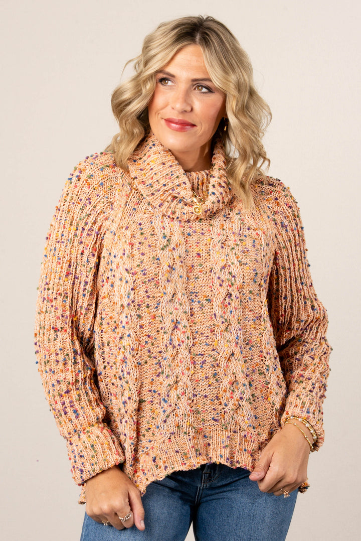 Jackie Confetti Knit Turtleneck Sweater