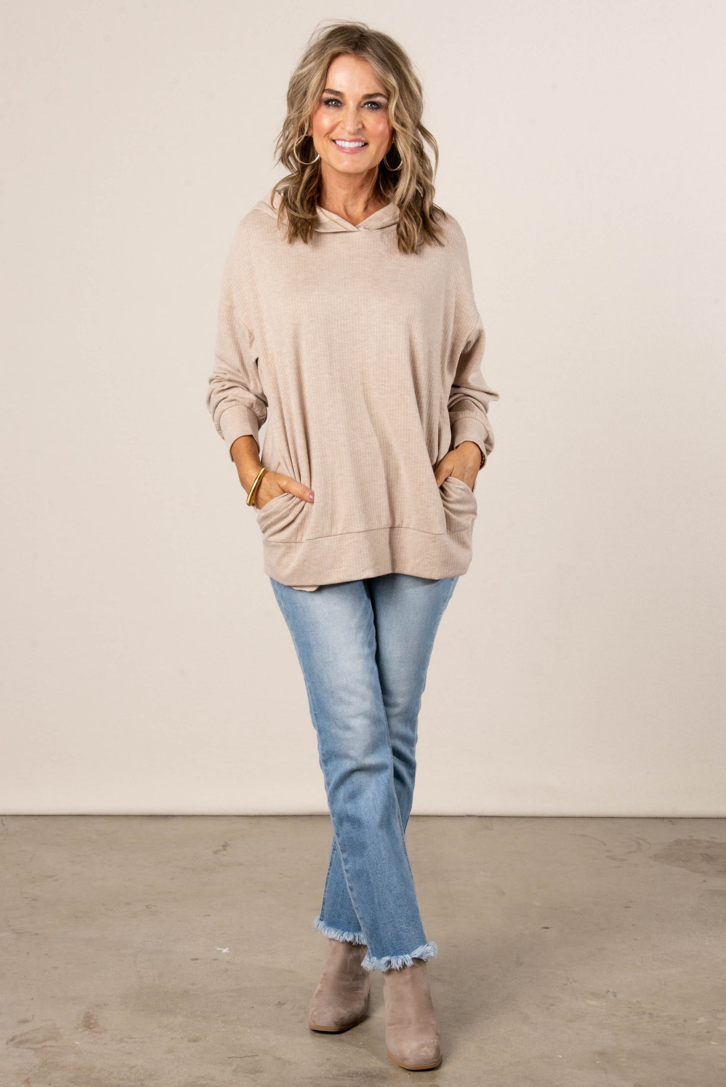 Andi Ribbed Hooded Top