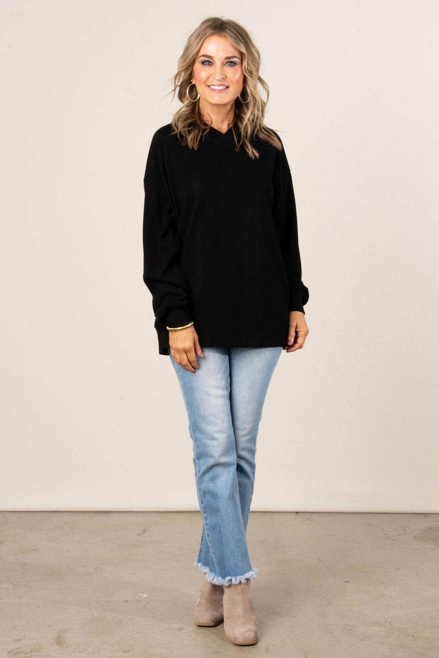 Andi Ribbed Hooded Top