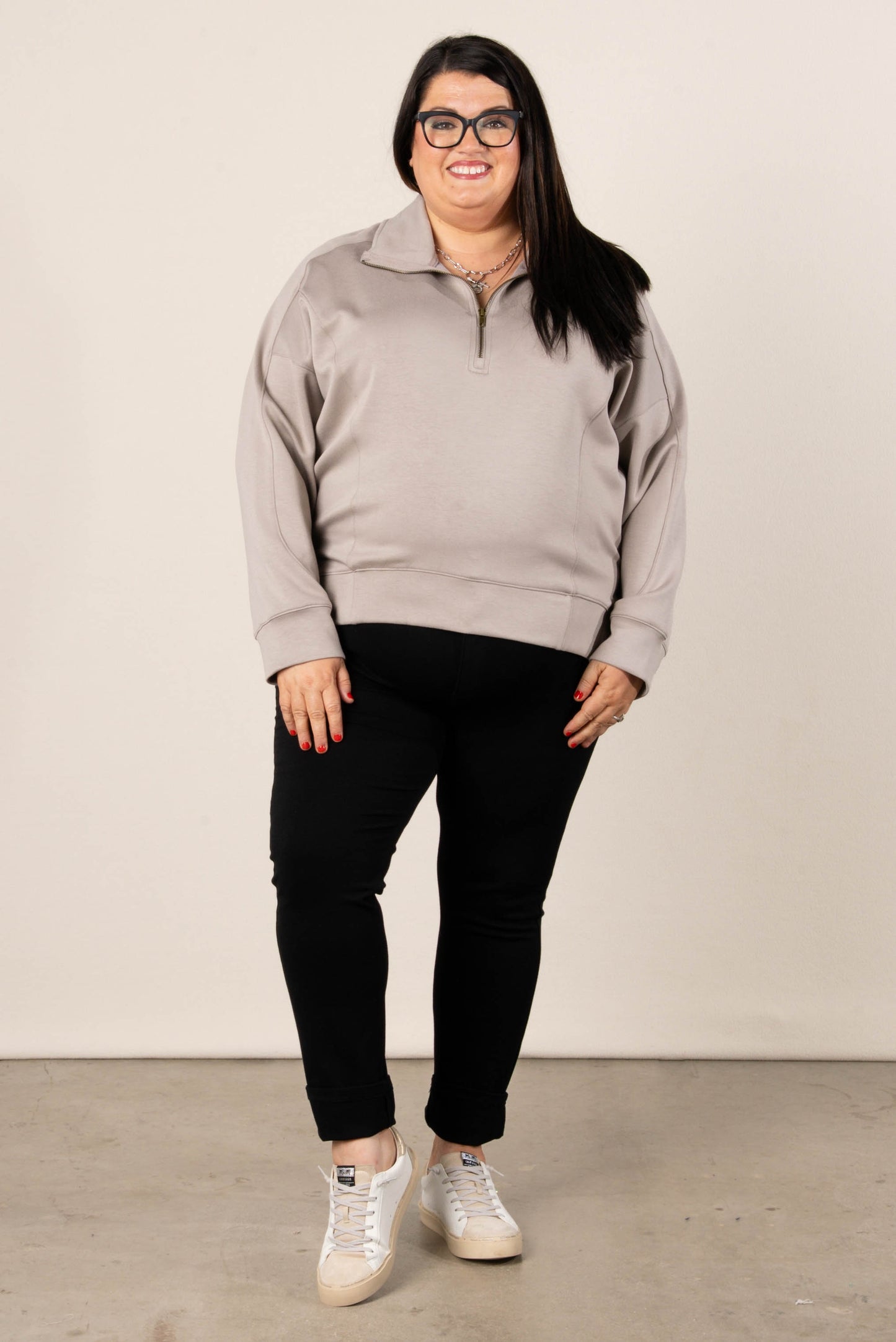 Renee Seamed Half Zip Pullover