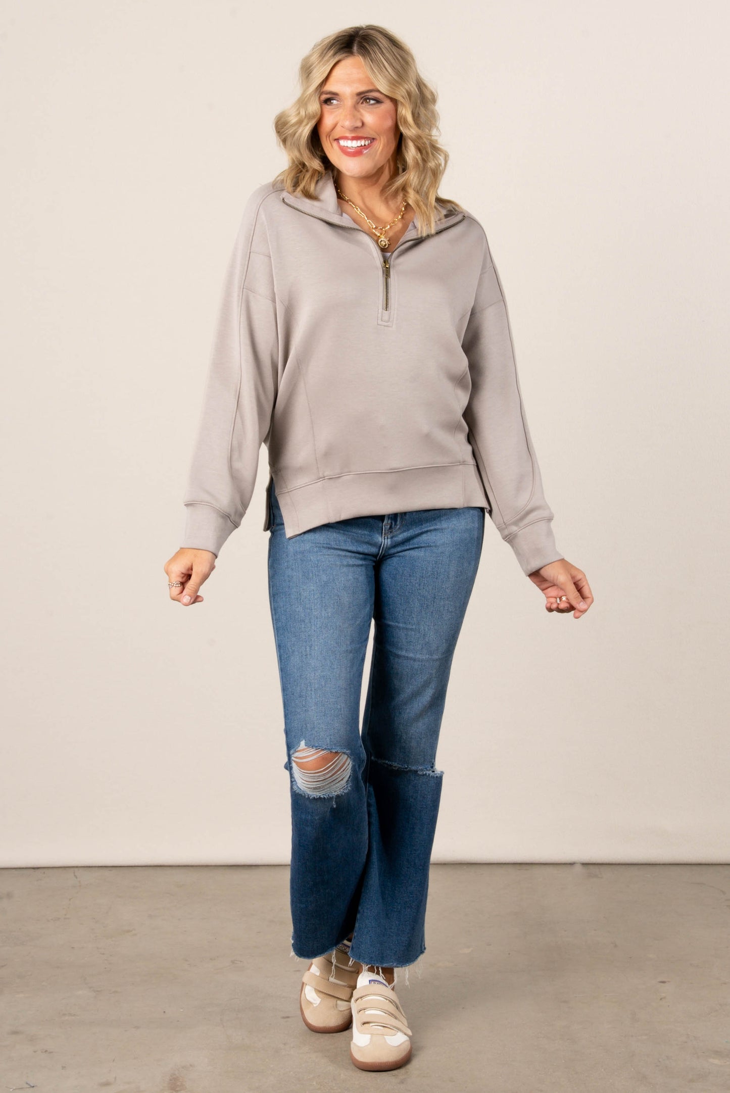 Renee Seamed Half Zip Pullover