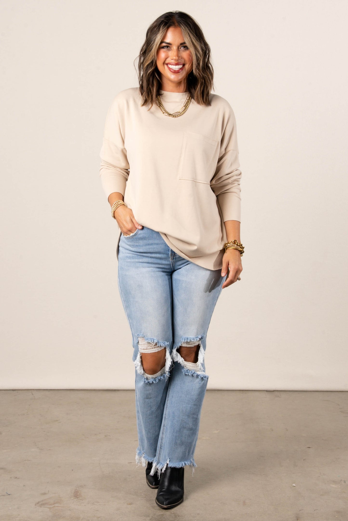 Heidi Raw Edge Hi-Lo Top