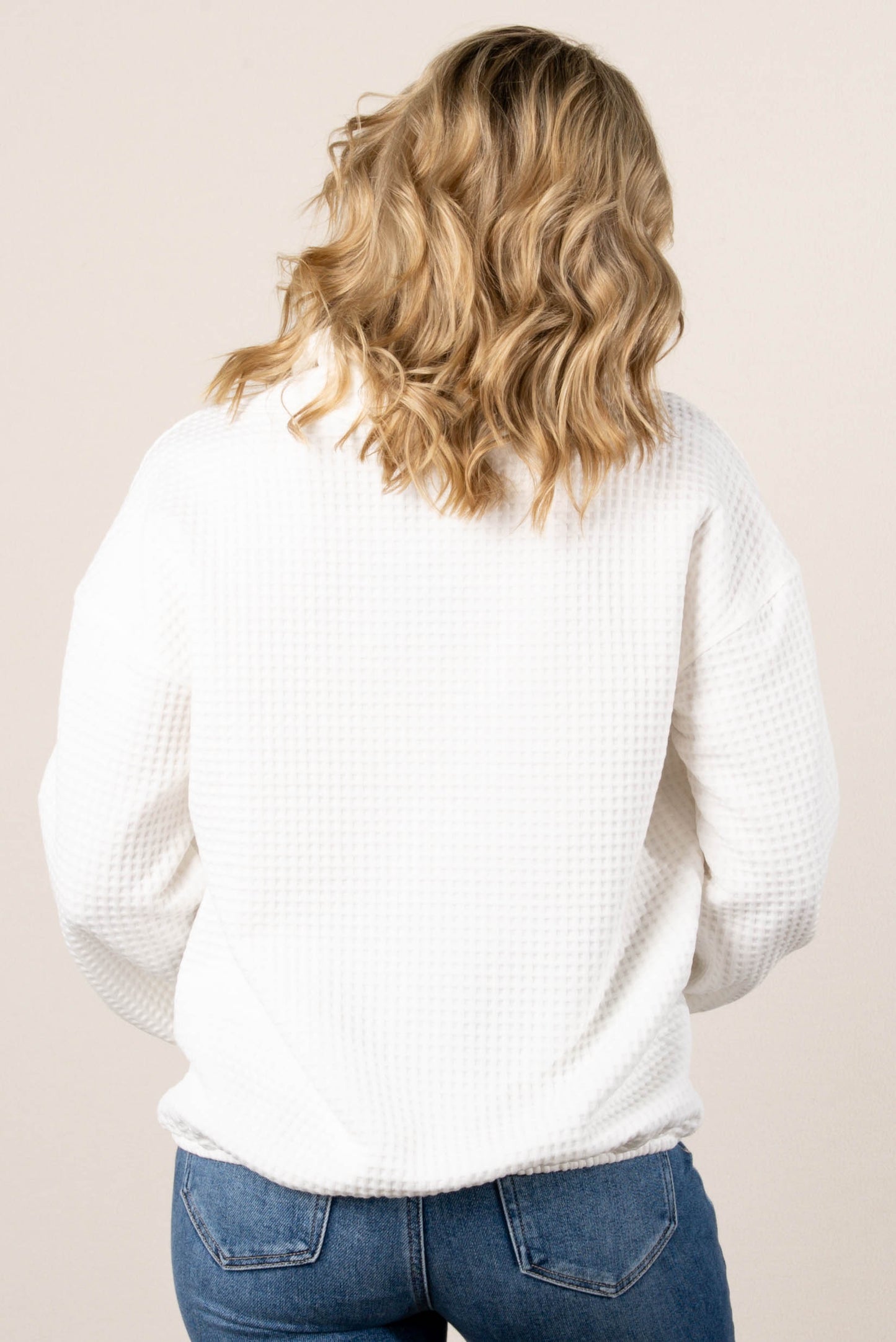 Janice Waffle Knit Cowl Neck Pullover