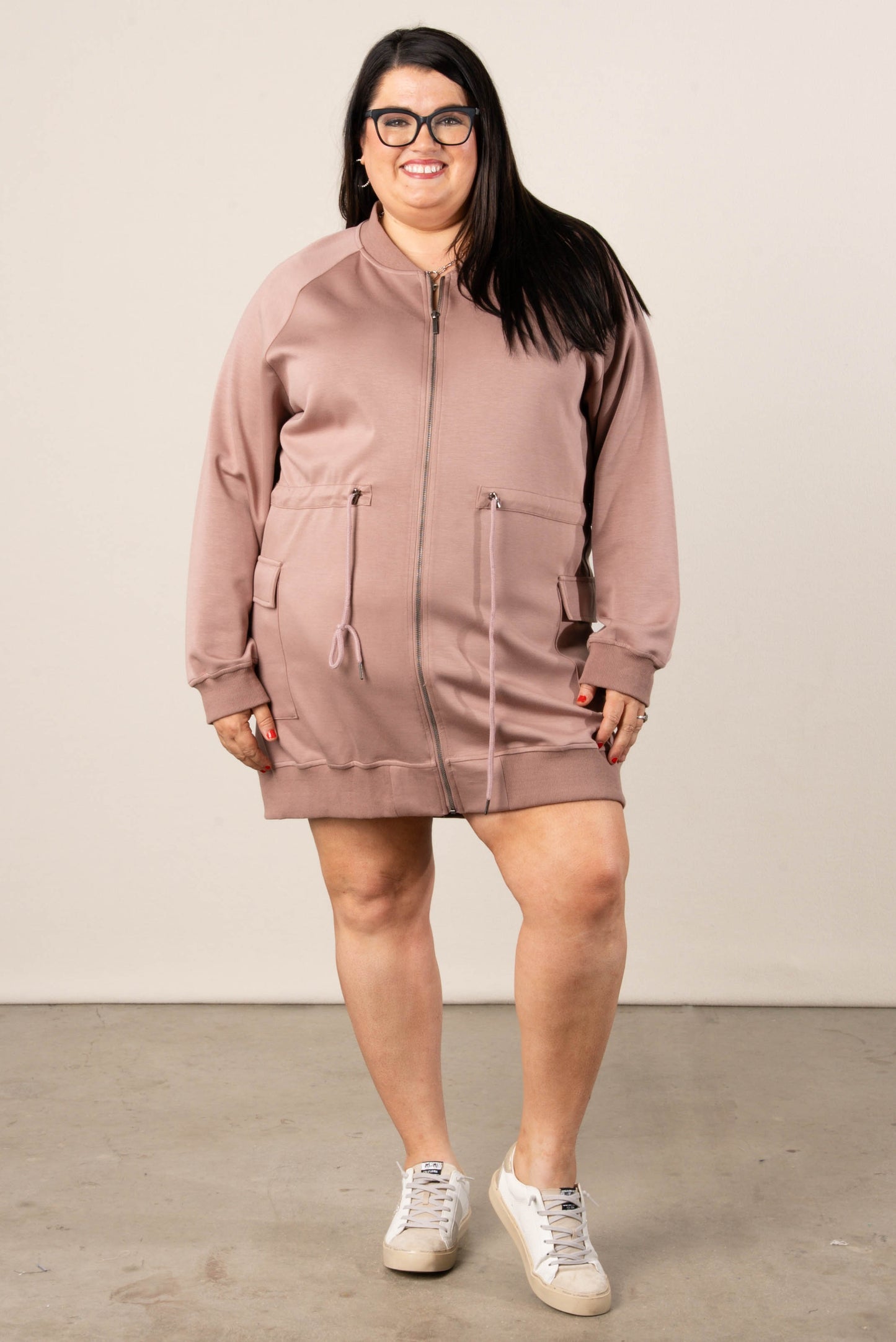 Patrice Bungee Waist Zip-Up Tunic Dress