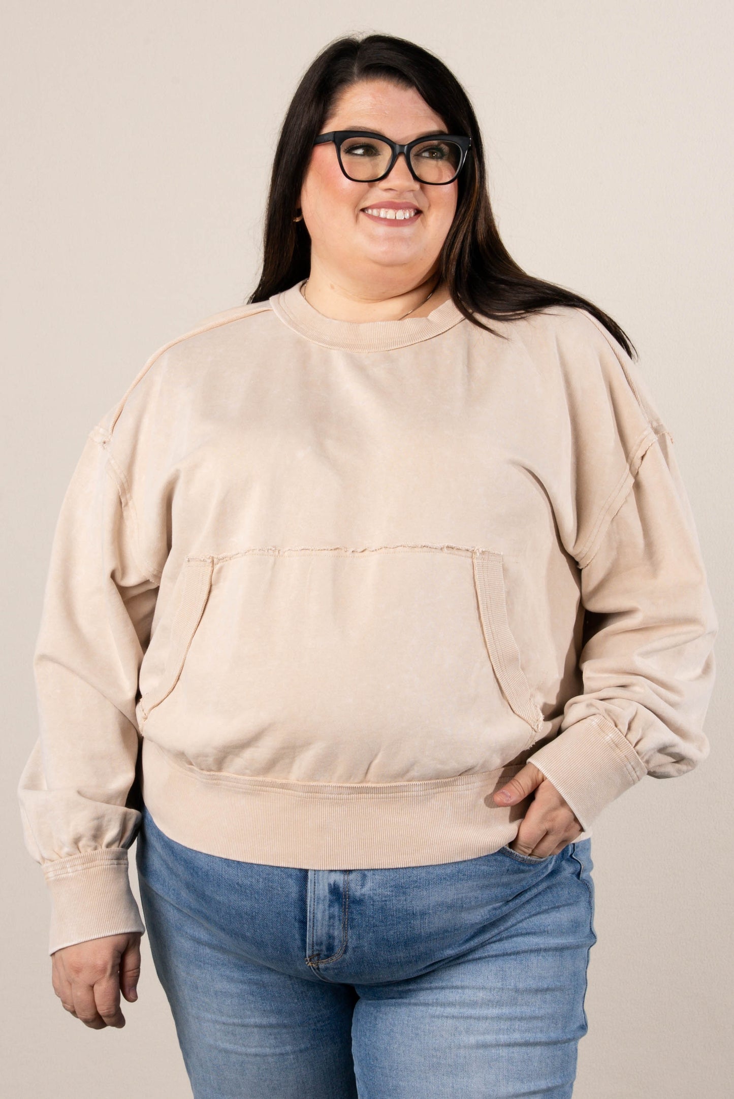 Marissa Washed Exposed Seam Pullover