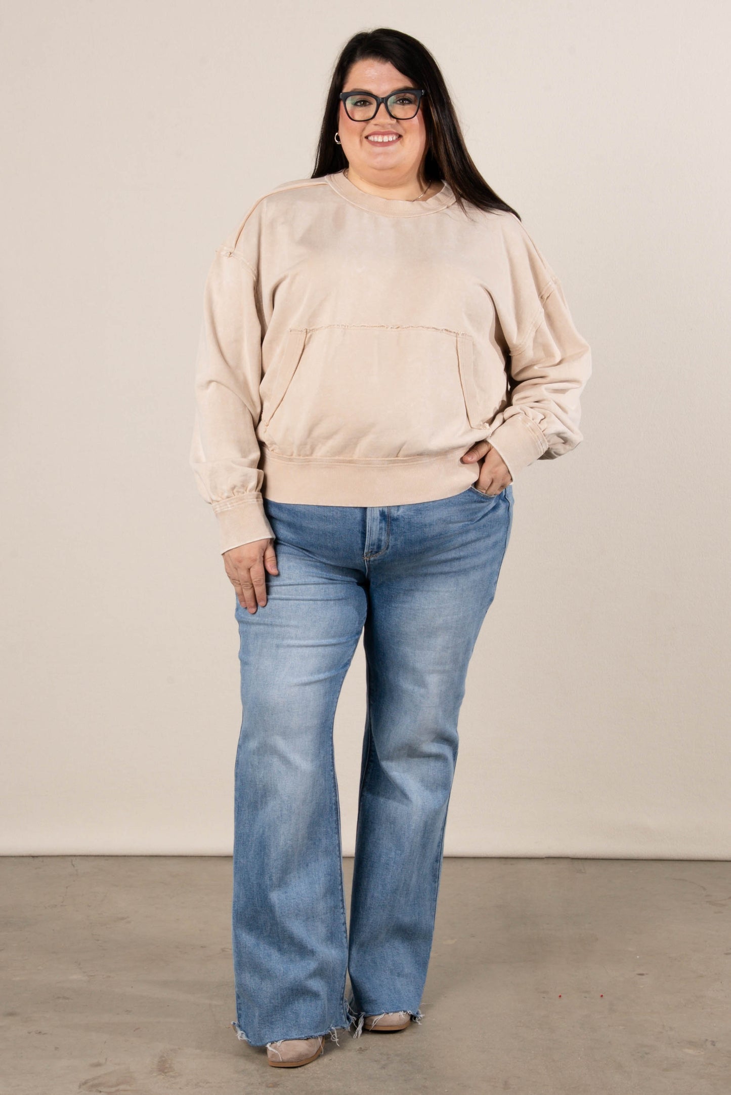 Marissa Washed Exposed Seam Pullover
