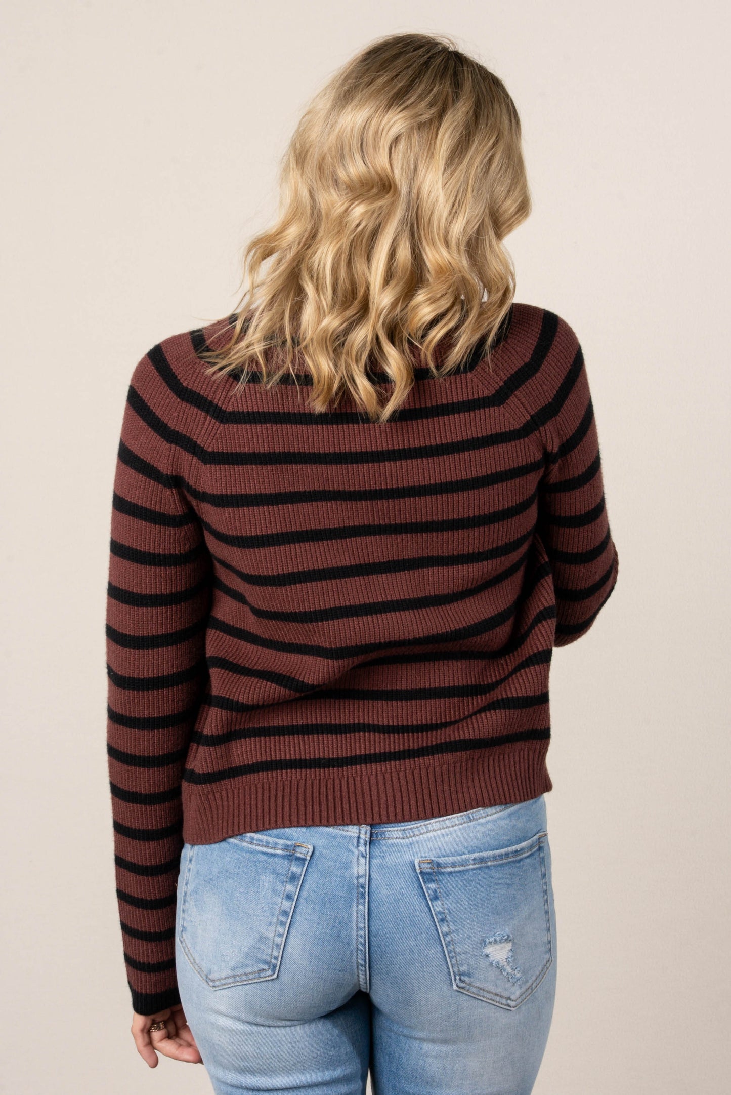 Alicia Striped Button Up Sweater Cardigan