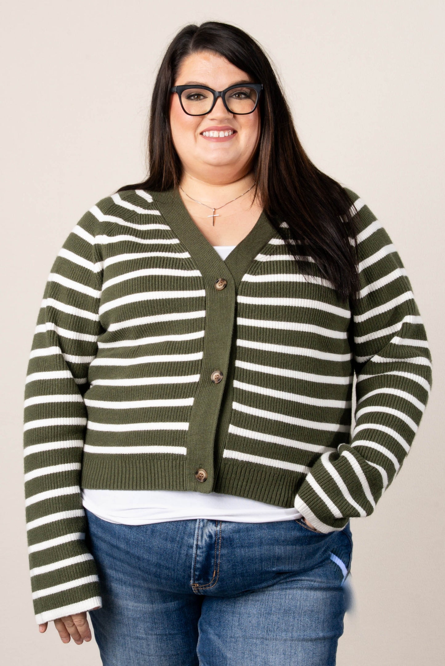 Alicia Striped Button Up Sweater Cardigan