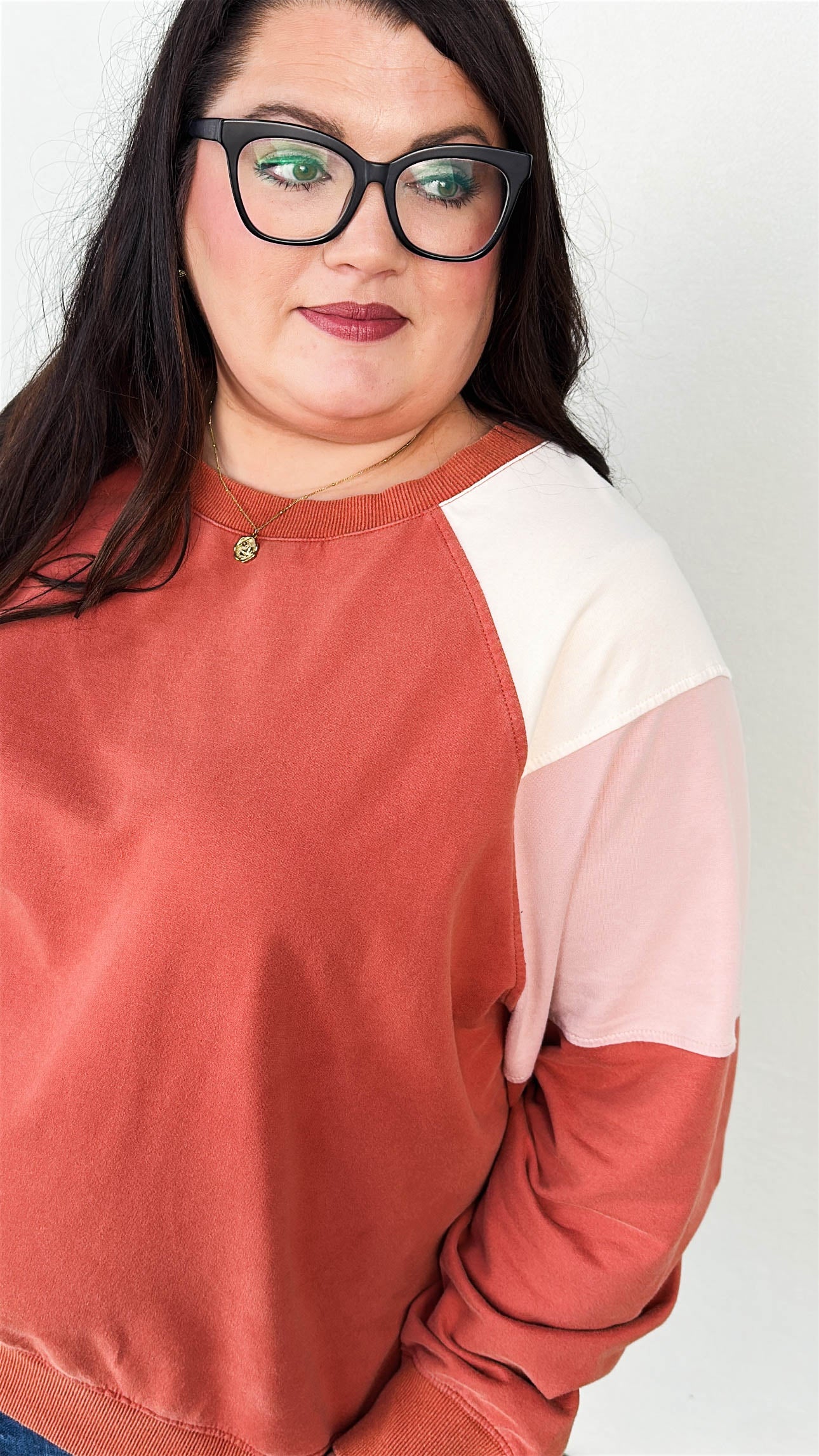 Jelene Washed Color Block Pullover