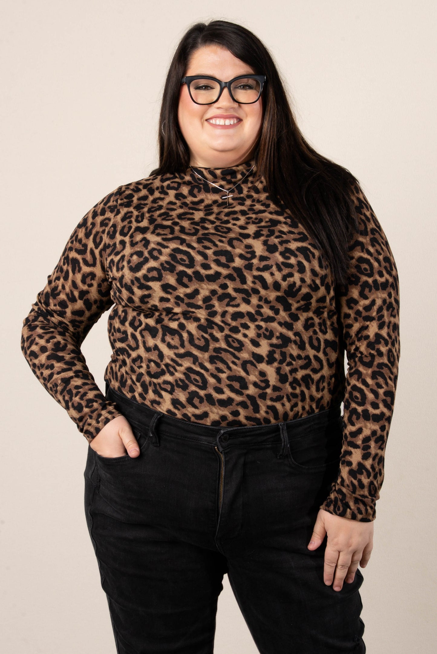 Jacquelyn Leopard Thumbhole Cuff Bodysuit