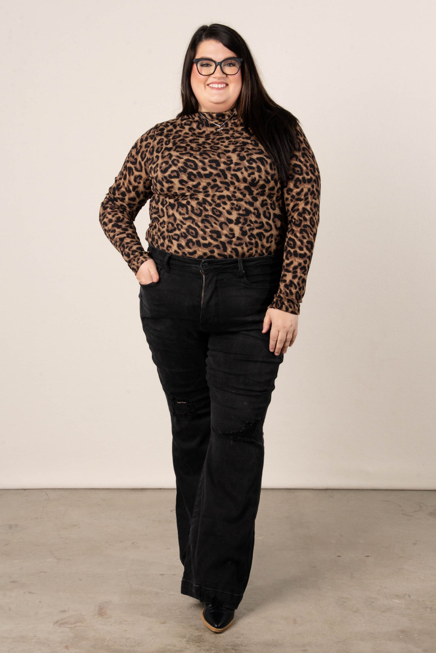 Jacquelyn Leopard Thumbhole Cuff Bodysuit