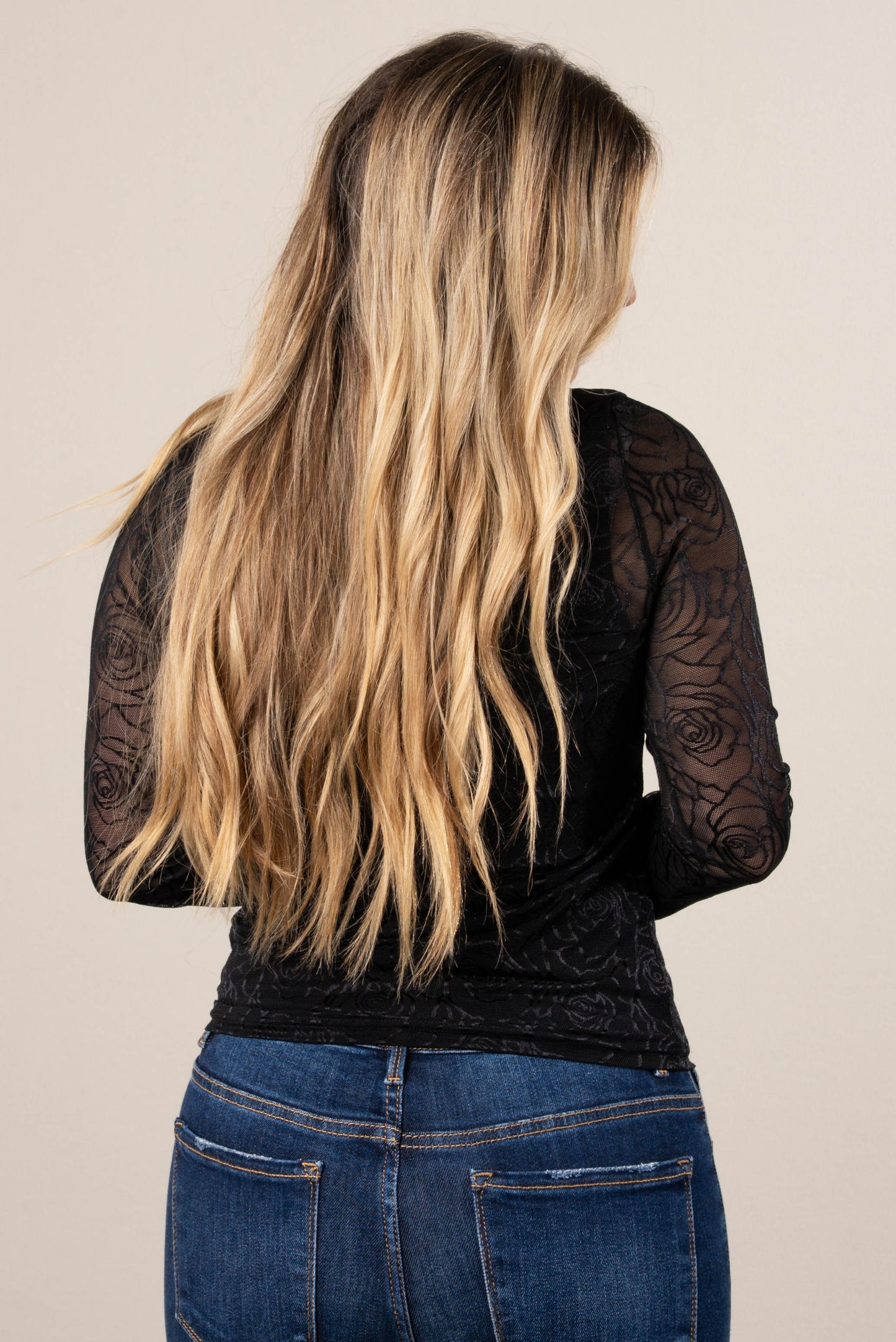 Tamara Sheer Rose Embroidered Top