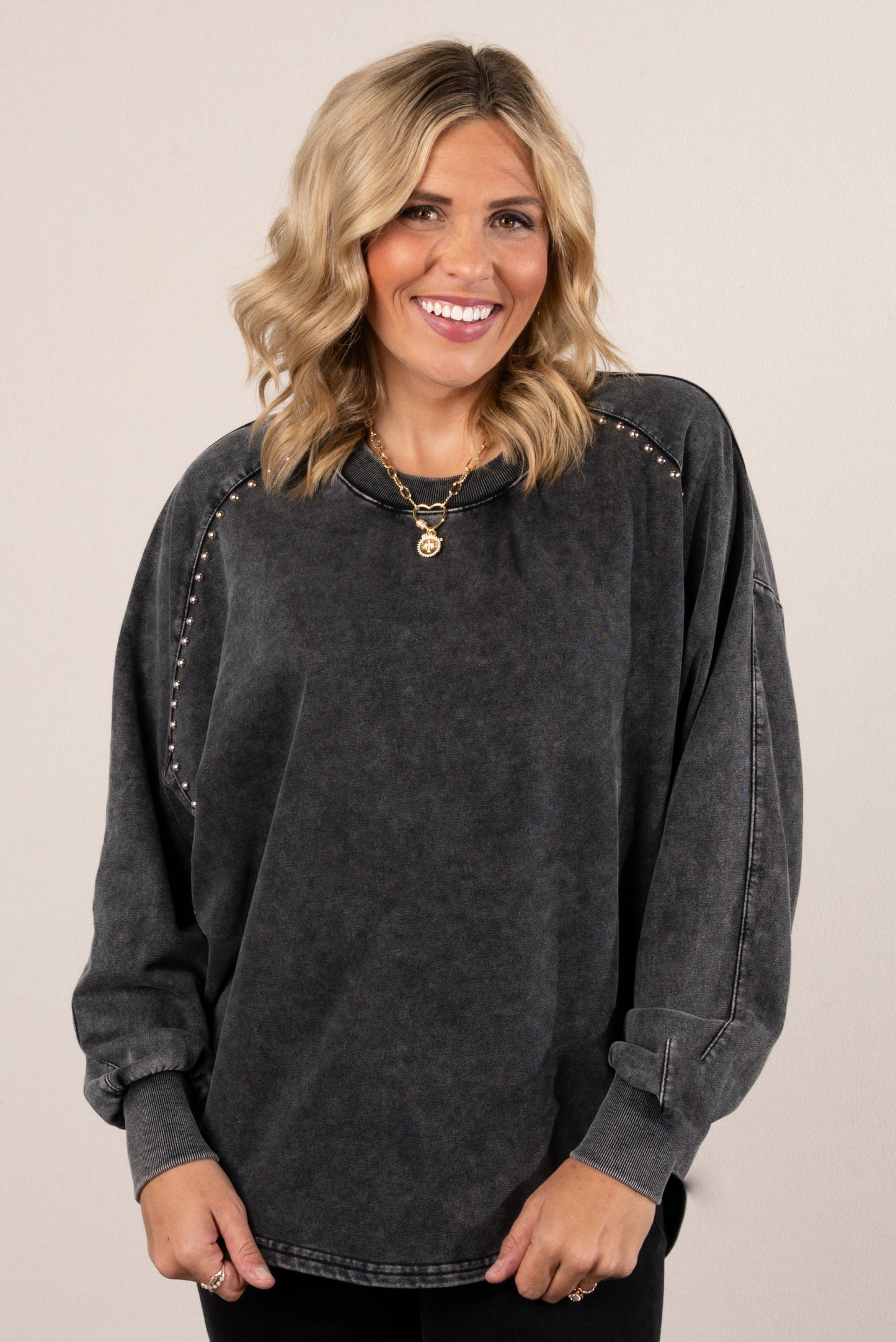 Renegade Washed Studded Hi-Lo Top