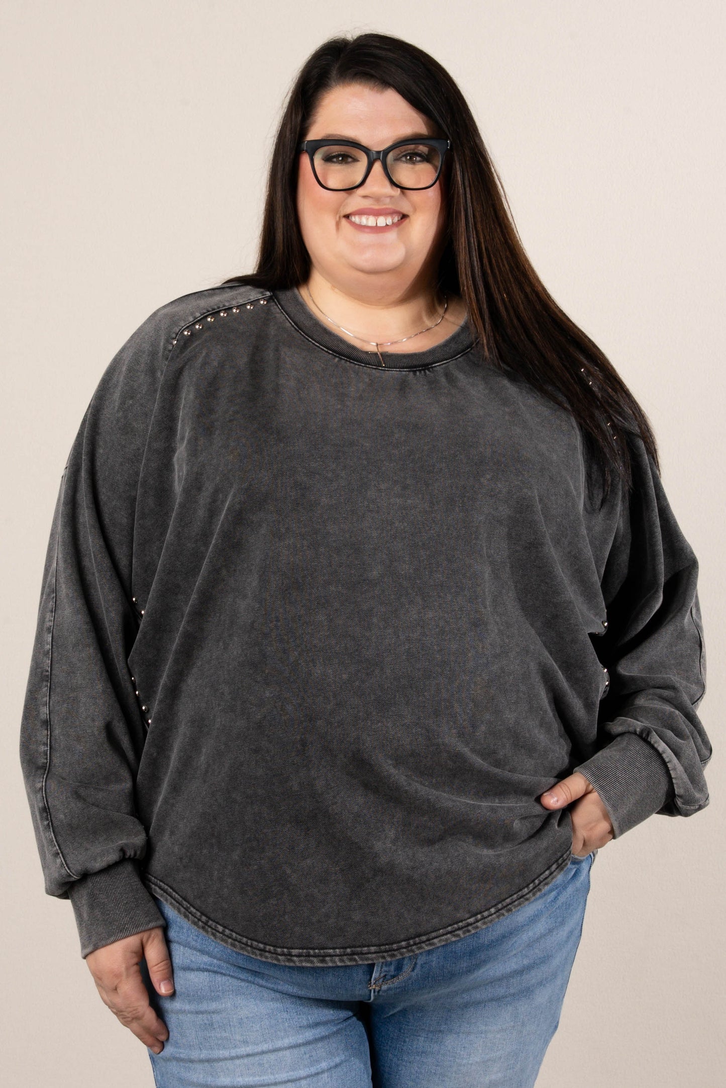 Renegade Washed Studded Hi-Lo Top