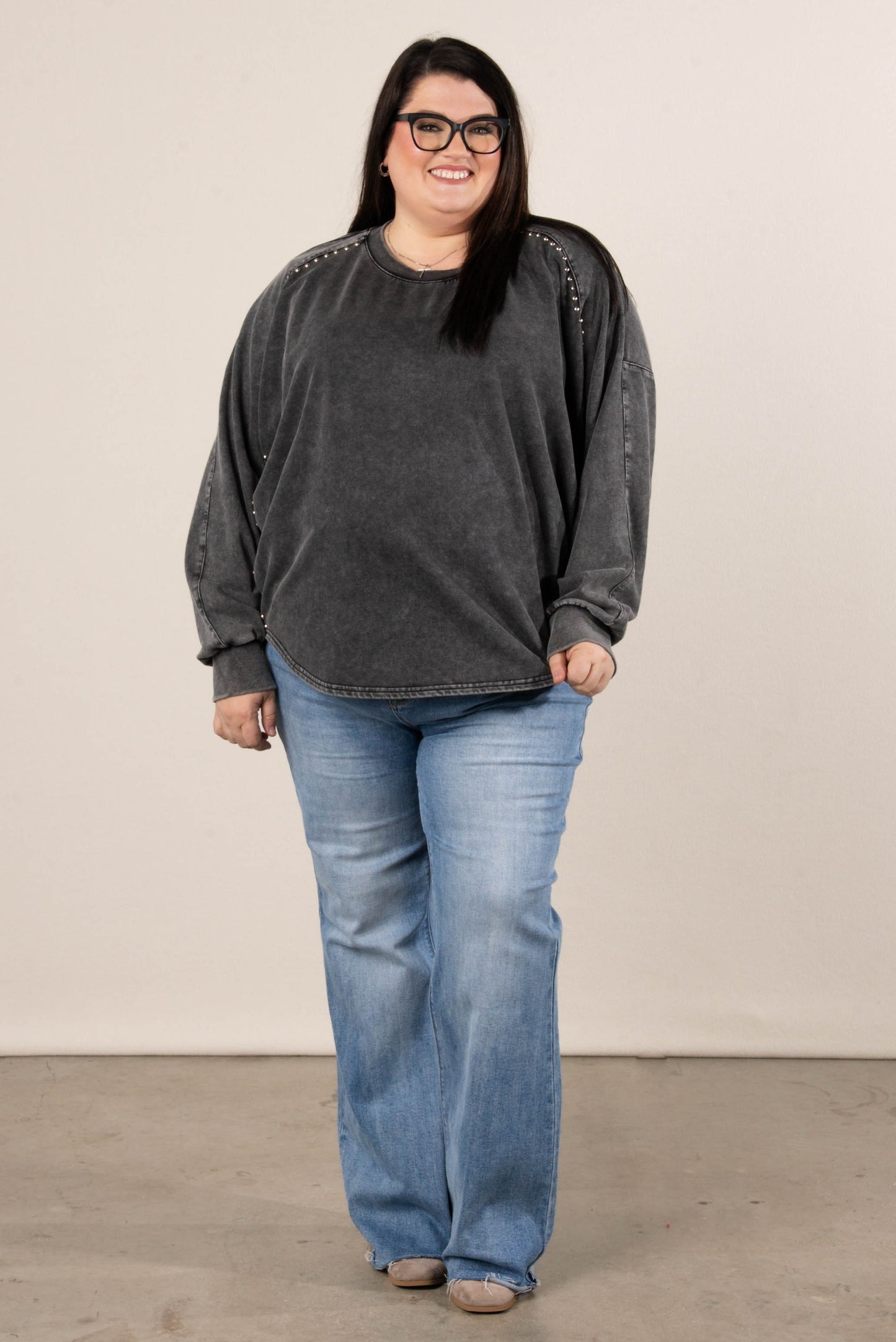 Renegade Washed Studded Hi-Lo Top