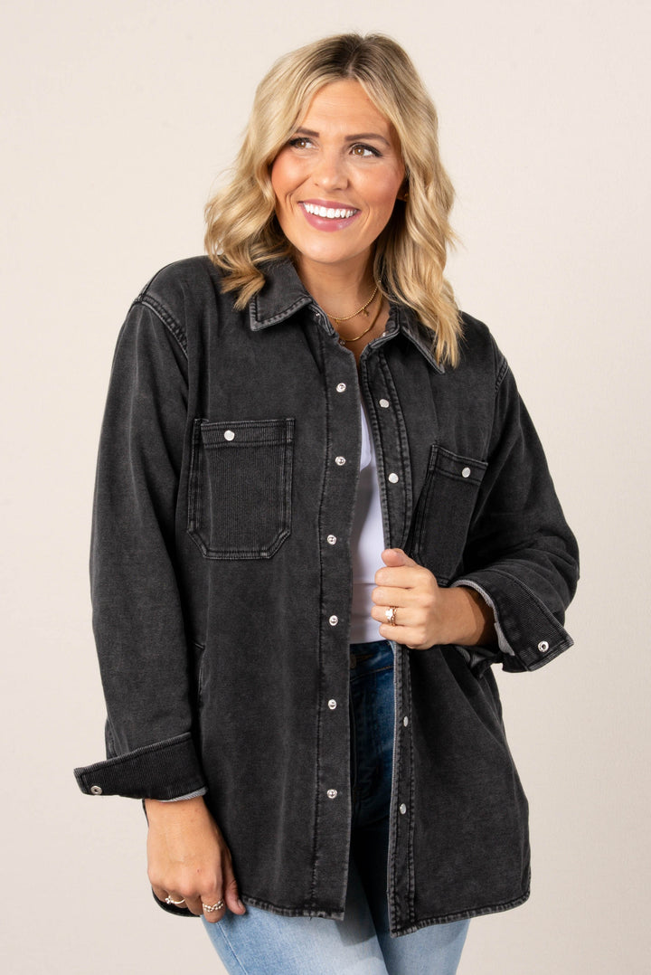 The Heritage Washed Snap Up Denim Shacket