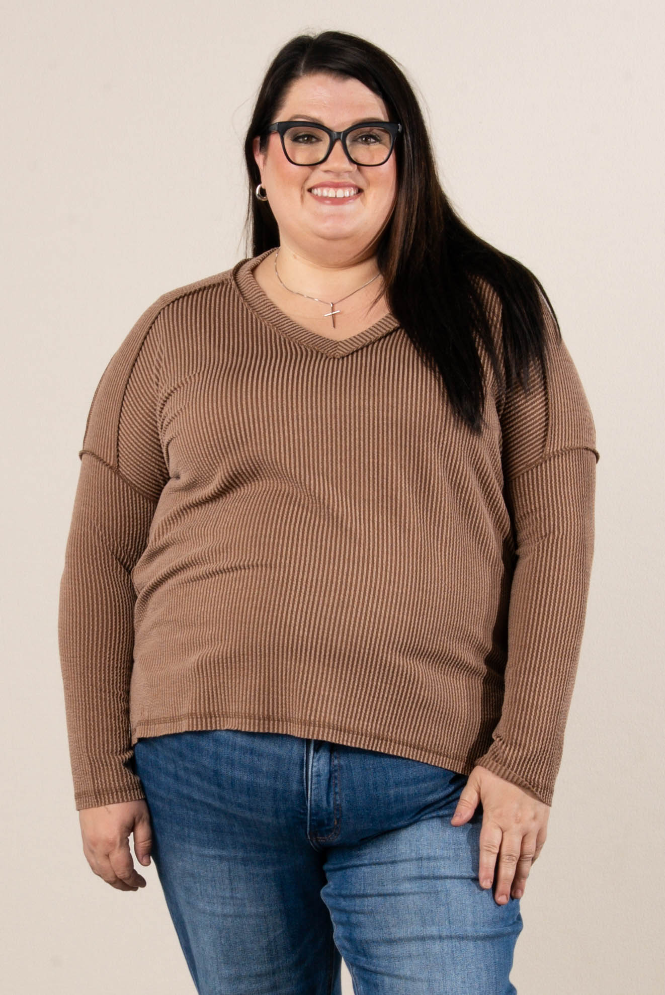 Change Of Season Raised Rib Exposed Seam Top