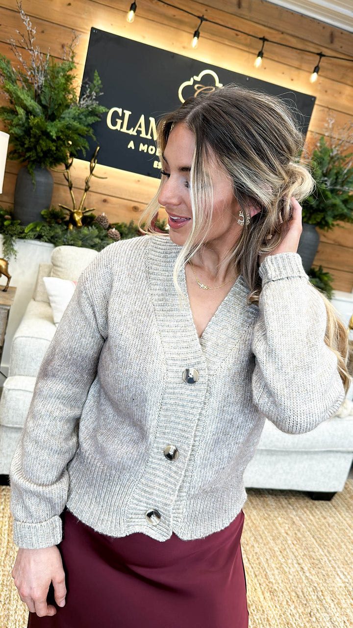 Ardelle Marled Knit Sweater Cardigan