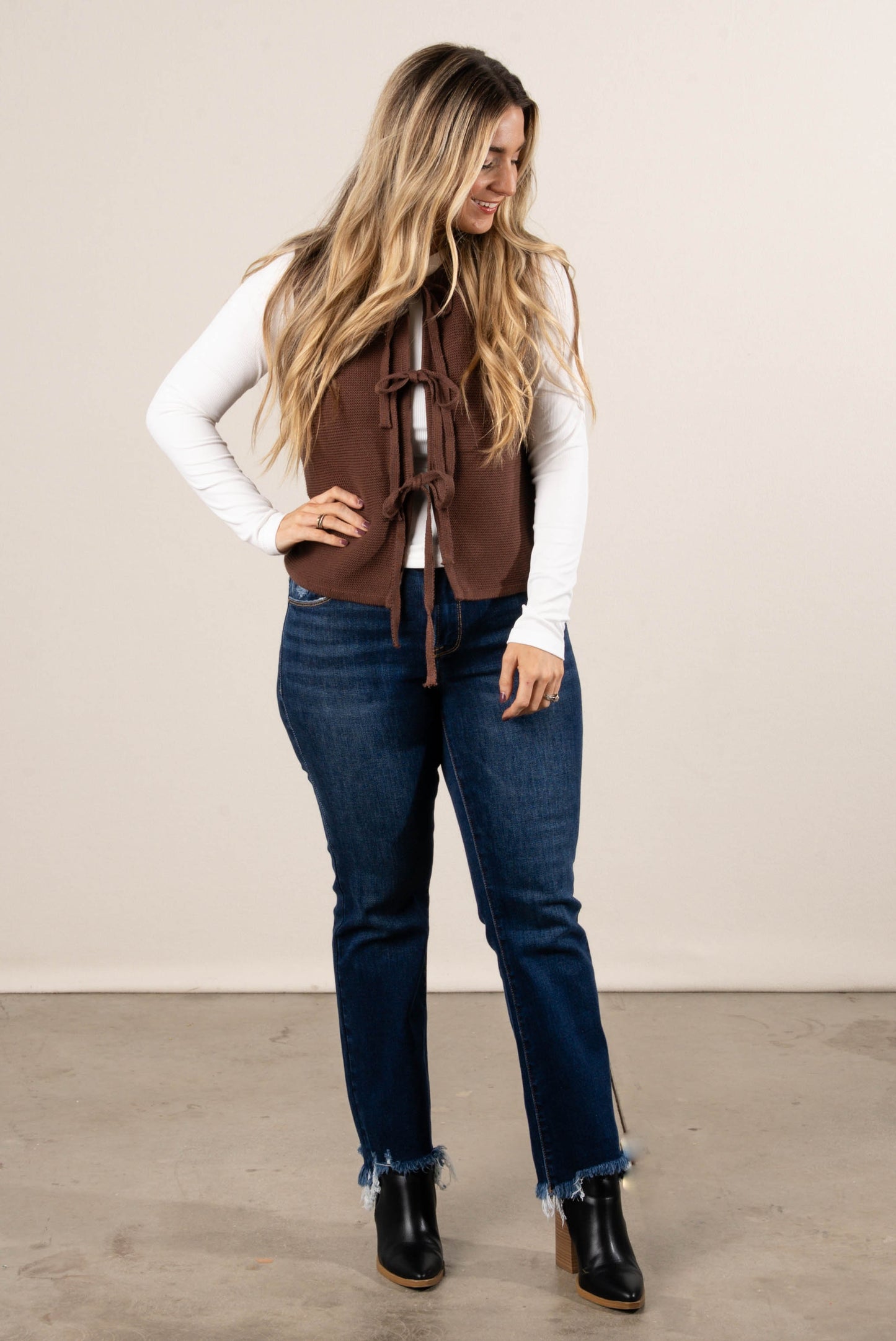 Fallen Leaves Tie Front Sweater Vest