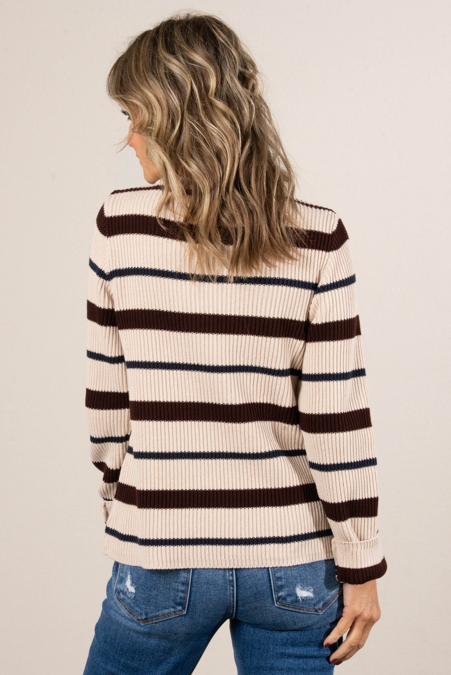 The Coastal Striped Rib Knit Sweater