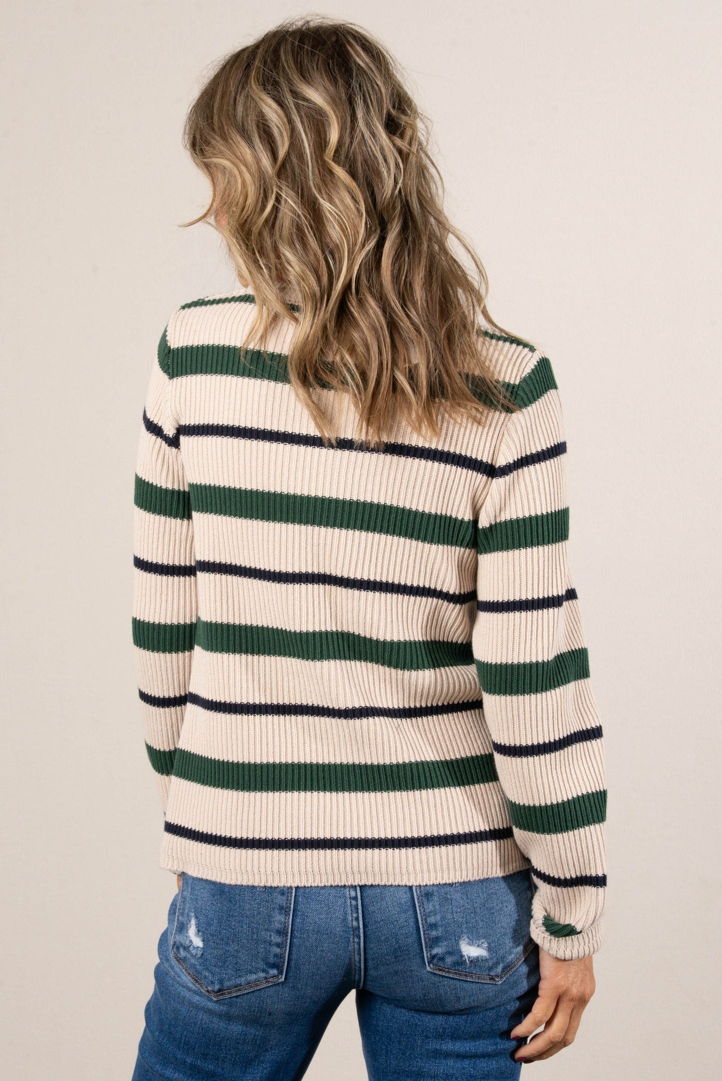 The Coastal Striped Rib Knit Sweater