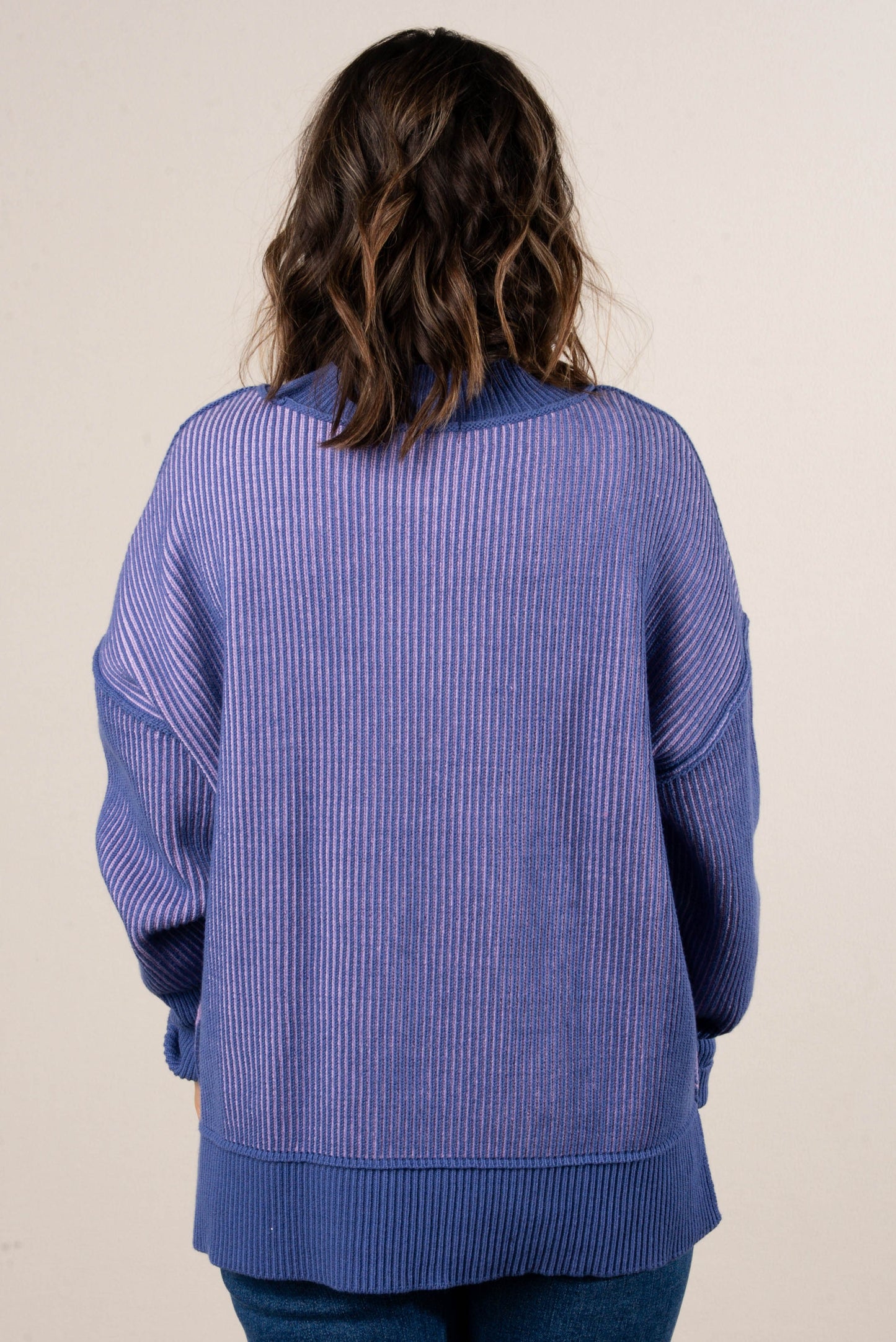 Serenade Two-Tone Rib Knit Sweater