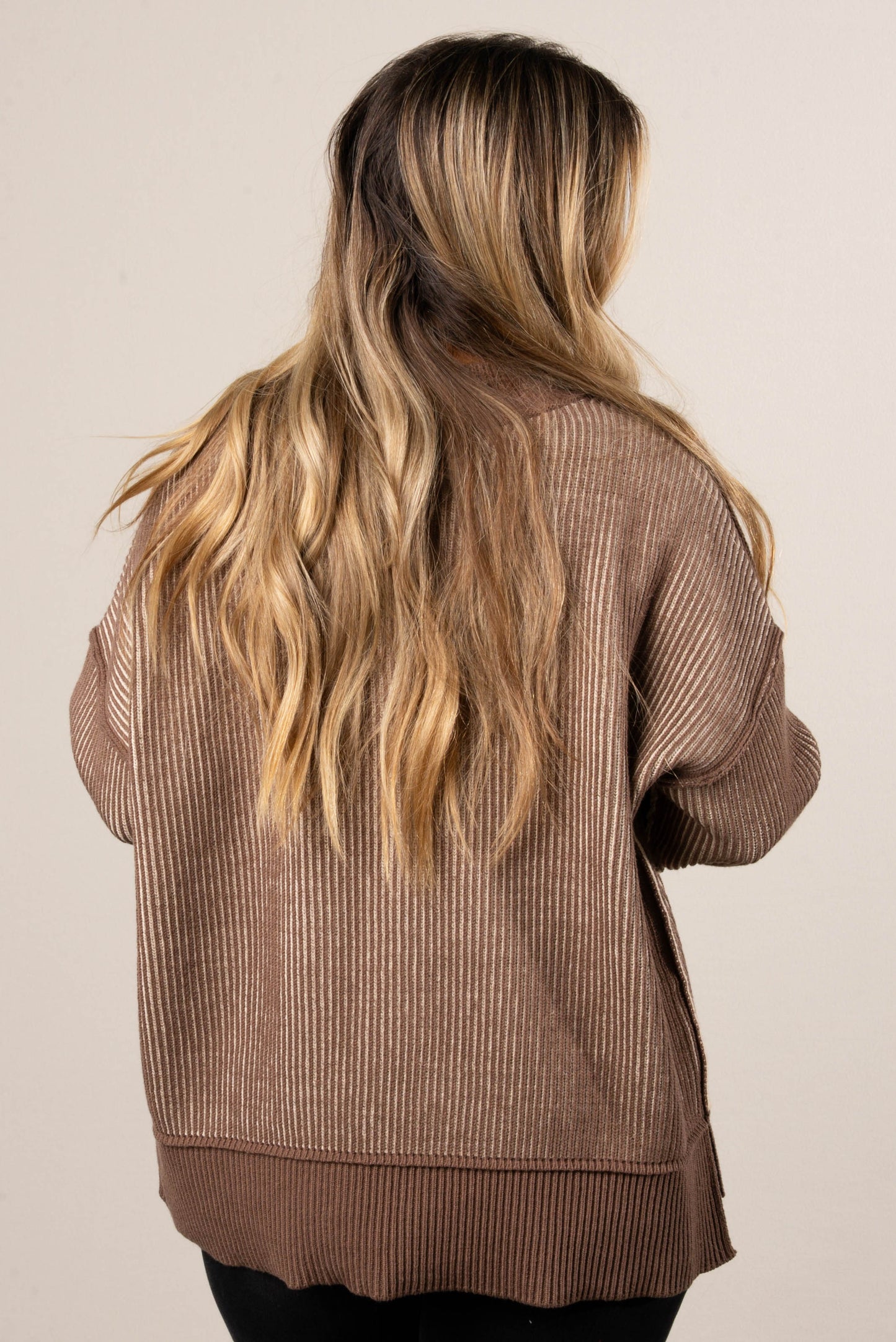Serenade Two-Tone Rib Knit Sweater