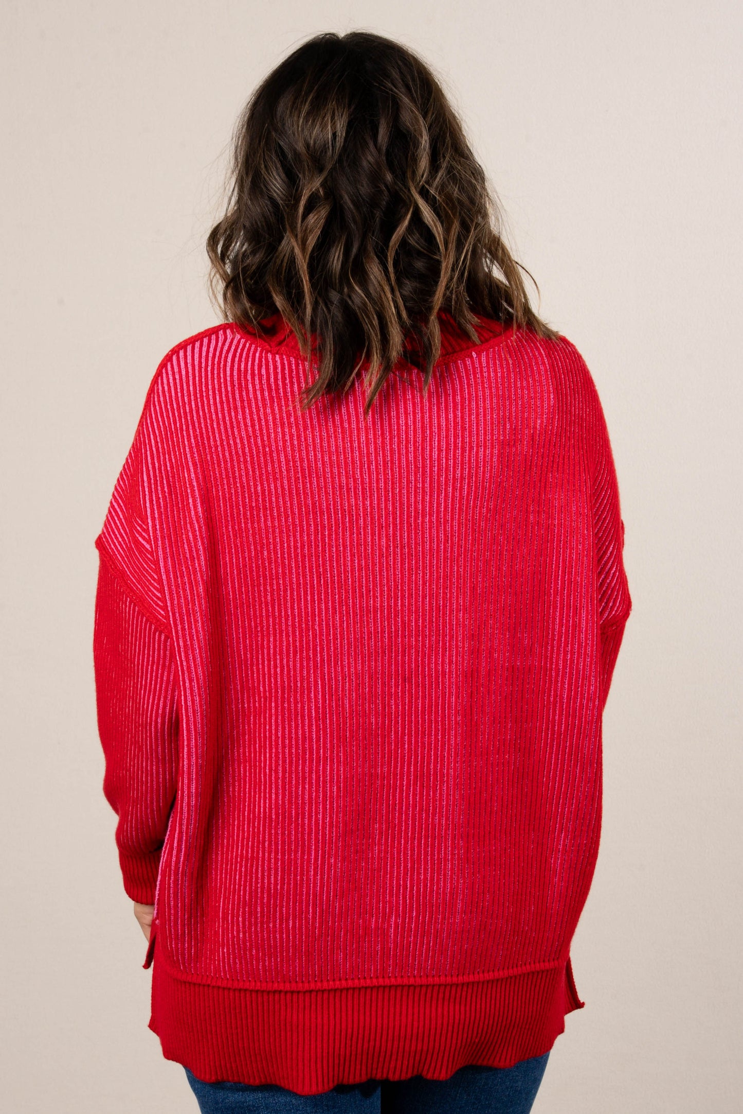 Serenade Two-Tone Rib Knit Sweater